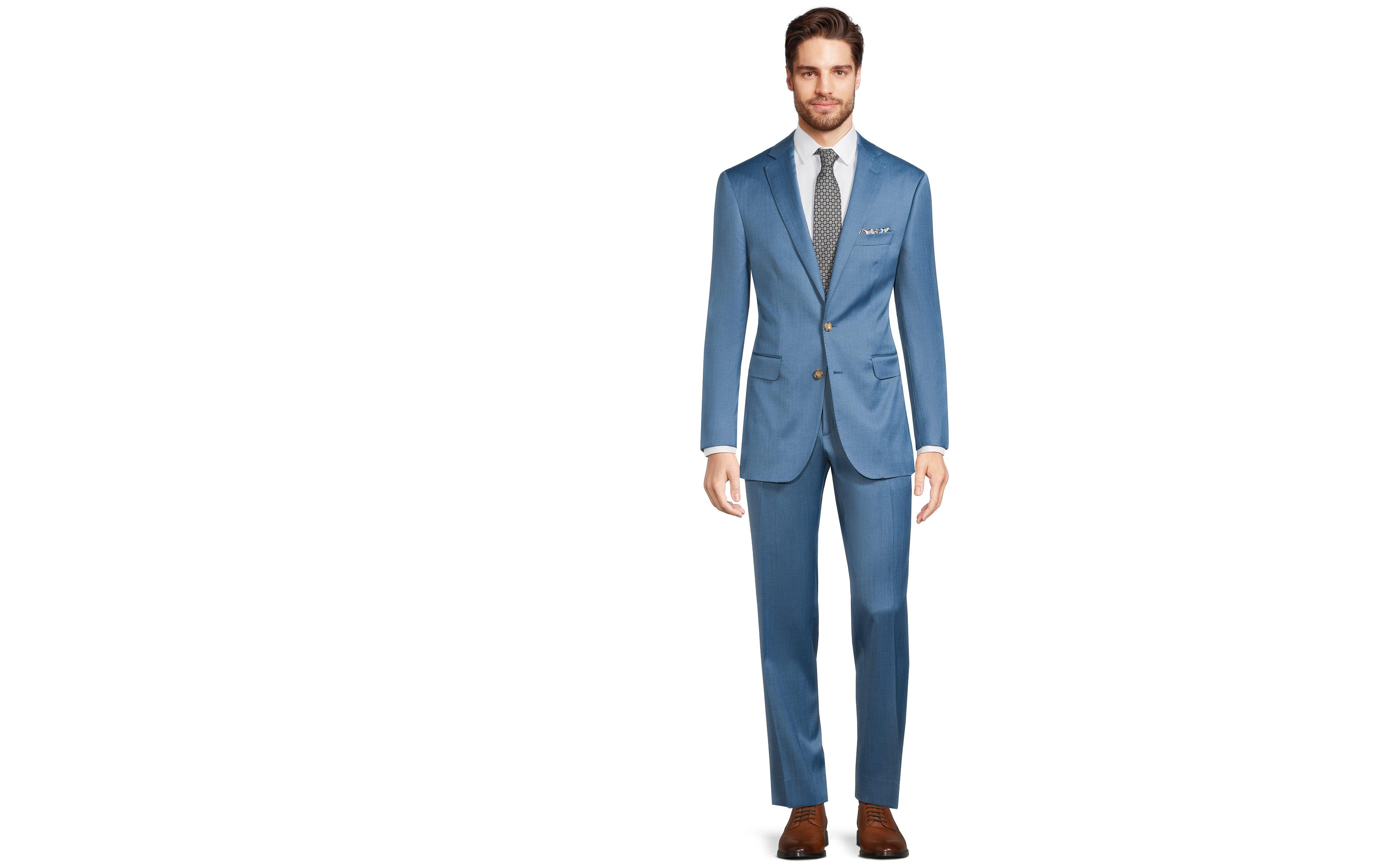 Teal Blue Wool & Silk Suit