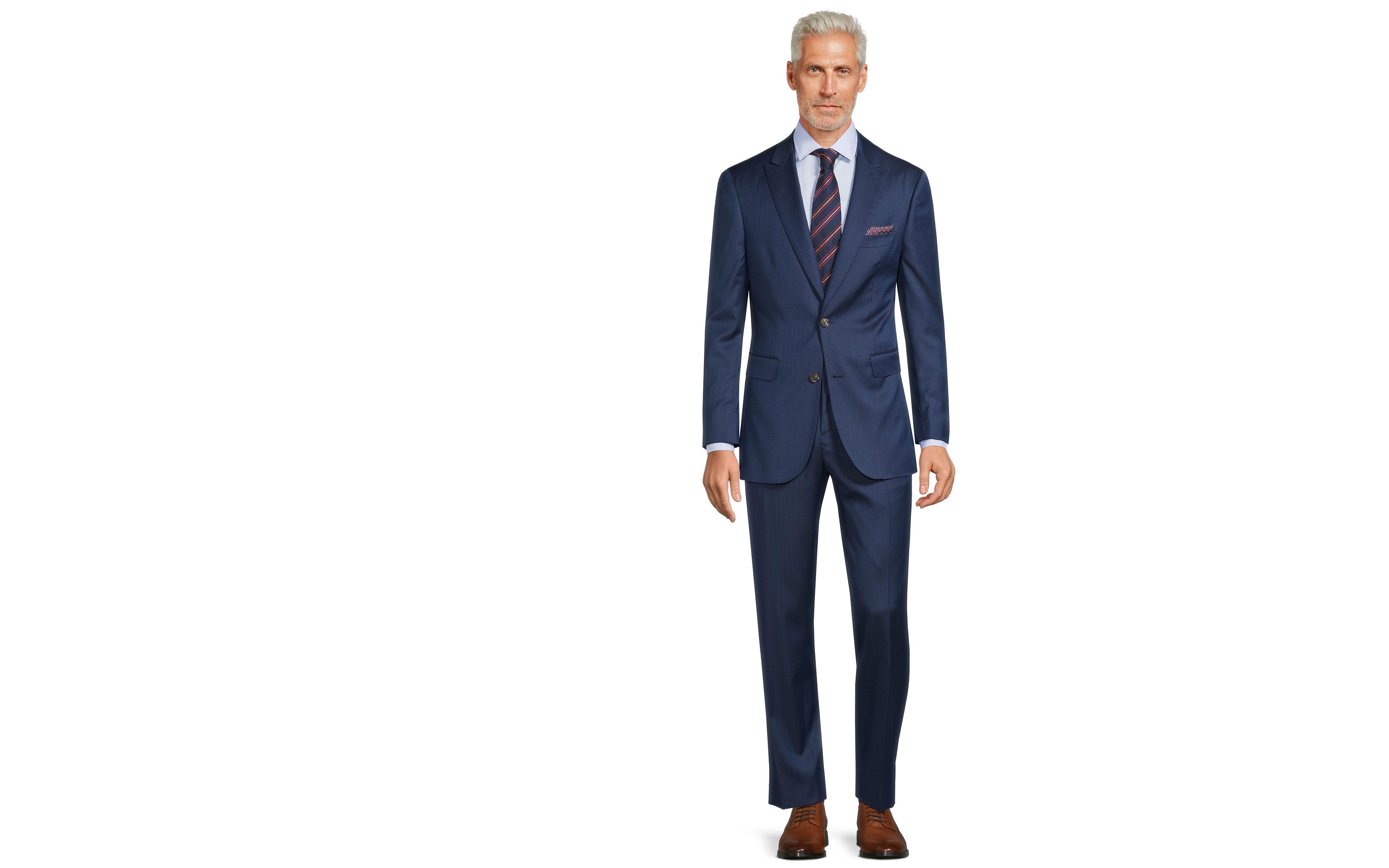 Navy Blue Wool & Silk Suit