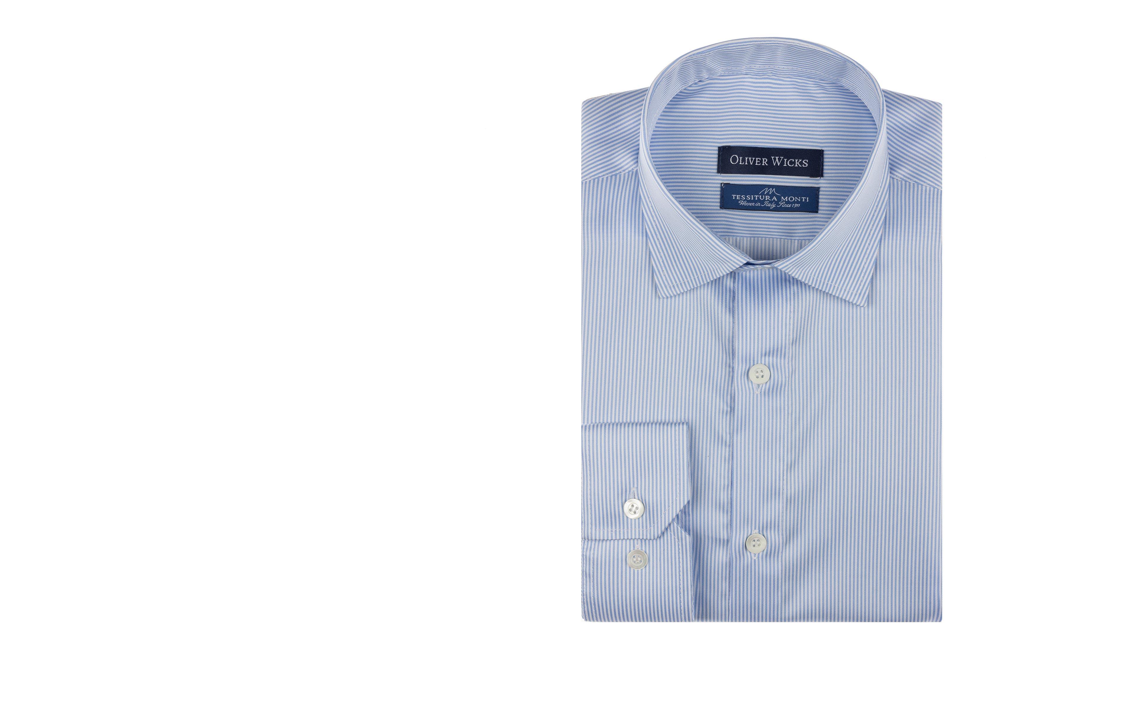 Blue & White Striped Cotton Twill Shirt