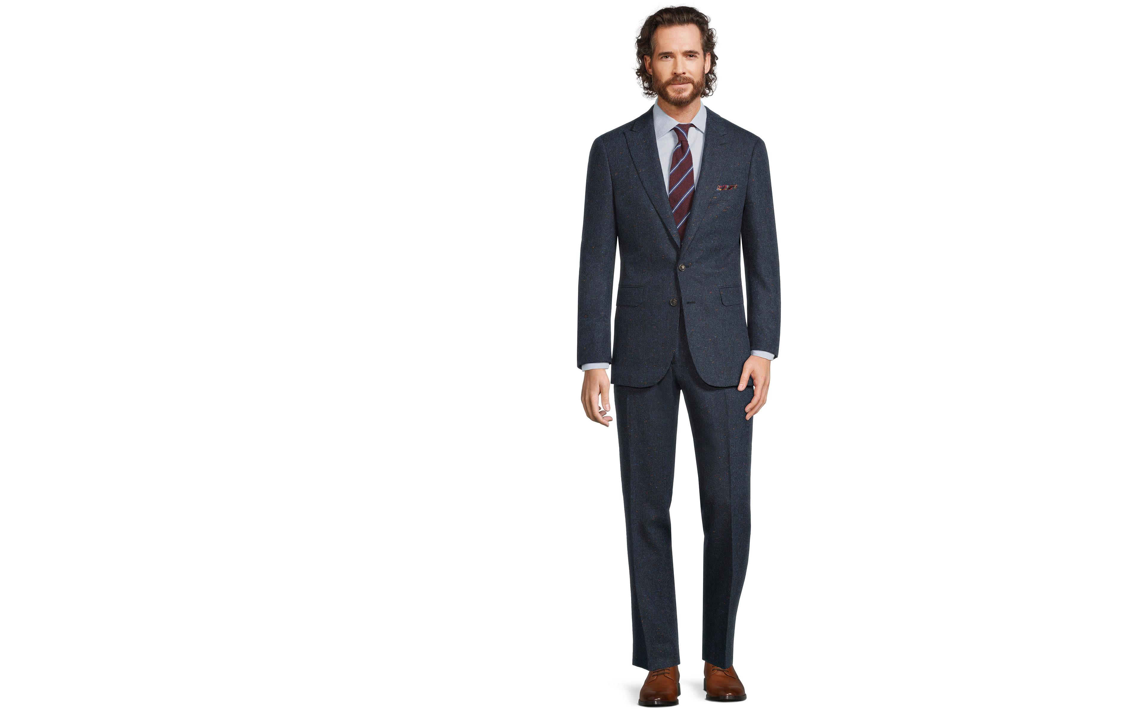 Navy Donegal Tweed Wool & Cashmere Suit