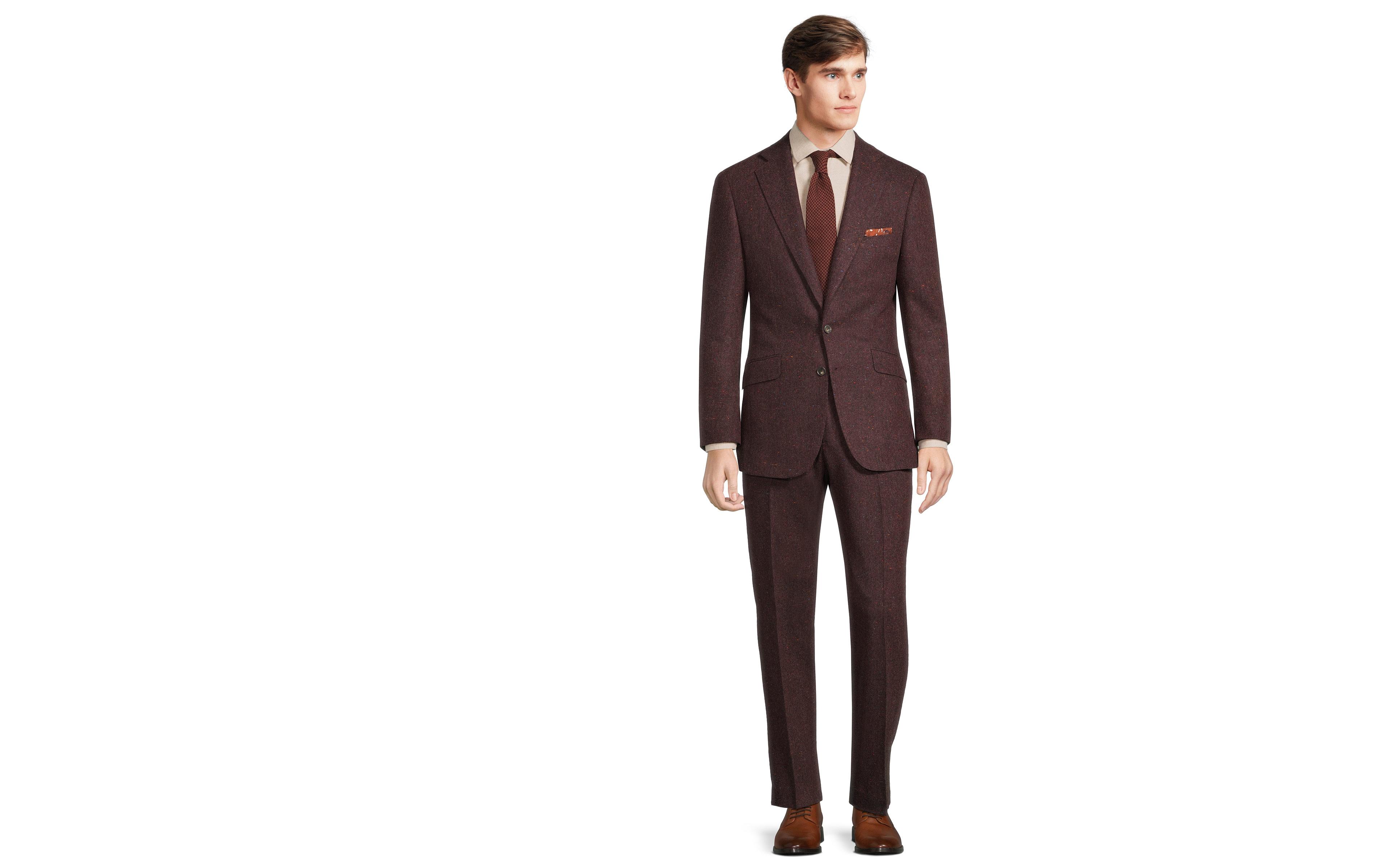 Burgundy Donegal Tweed Wool & Cashmere Suit