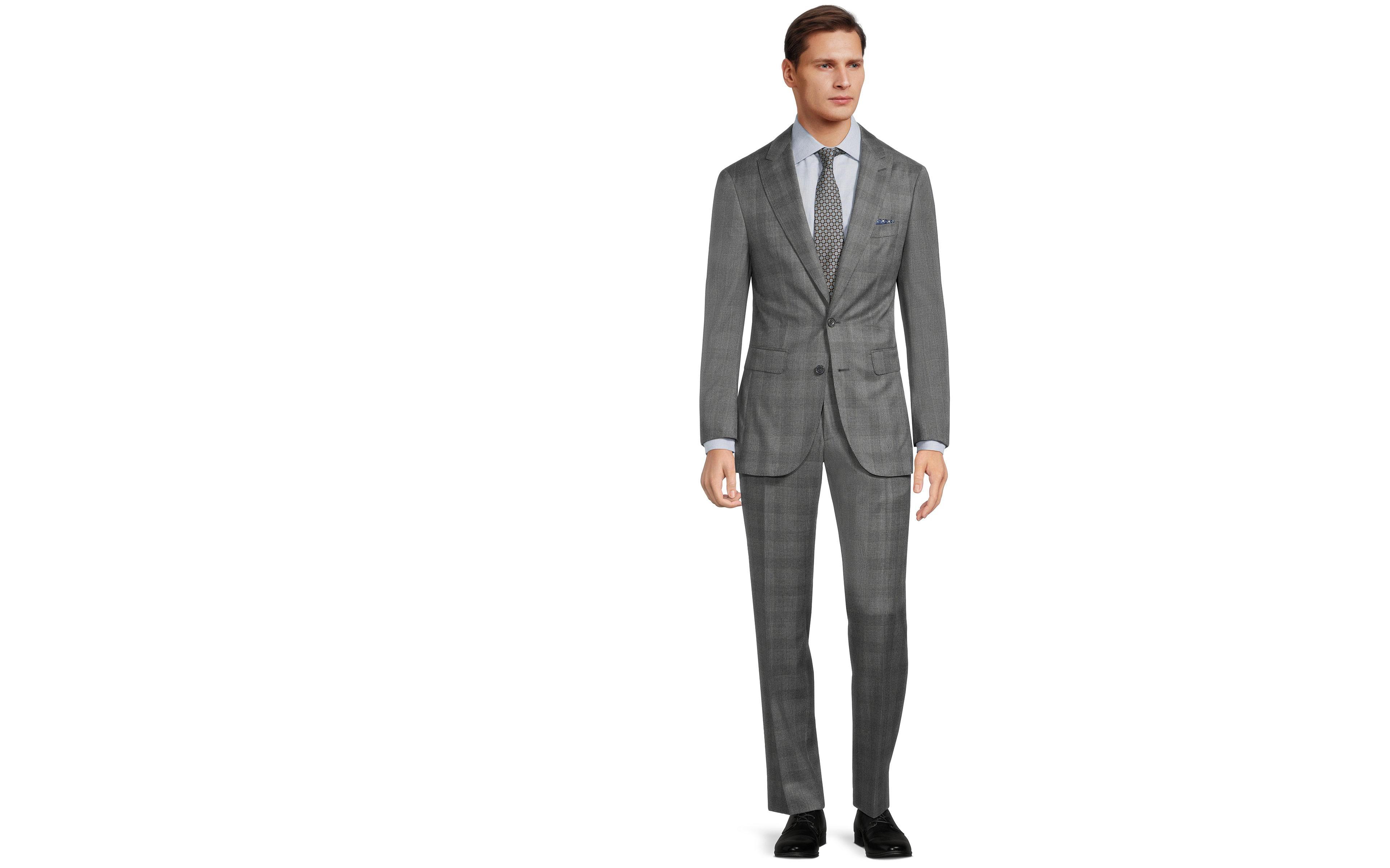 Grey Plaid 21 Micron Wool Suit