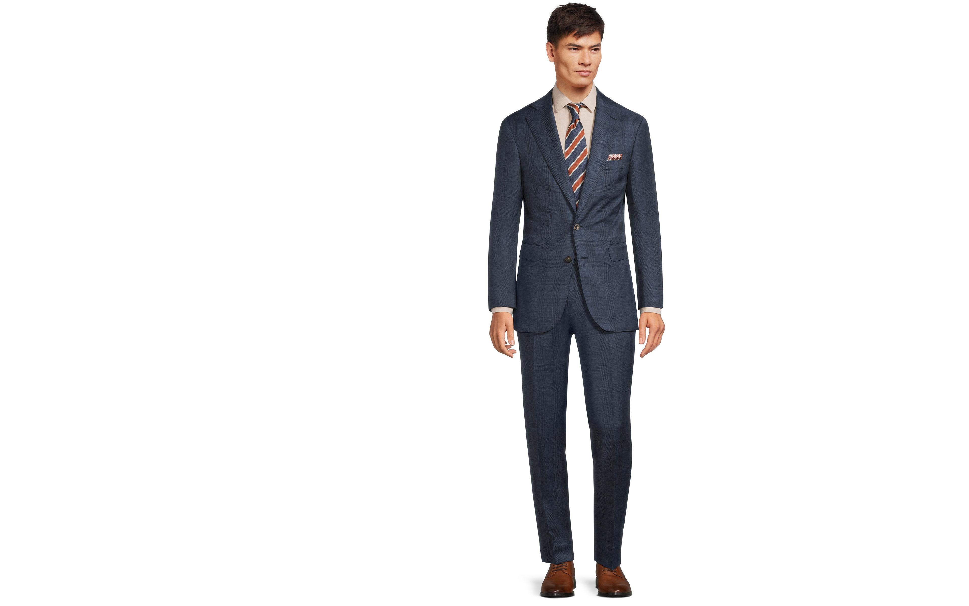 Navy Plaid 21 Micron Wool Suit