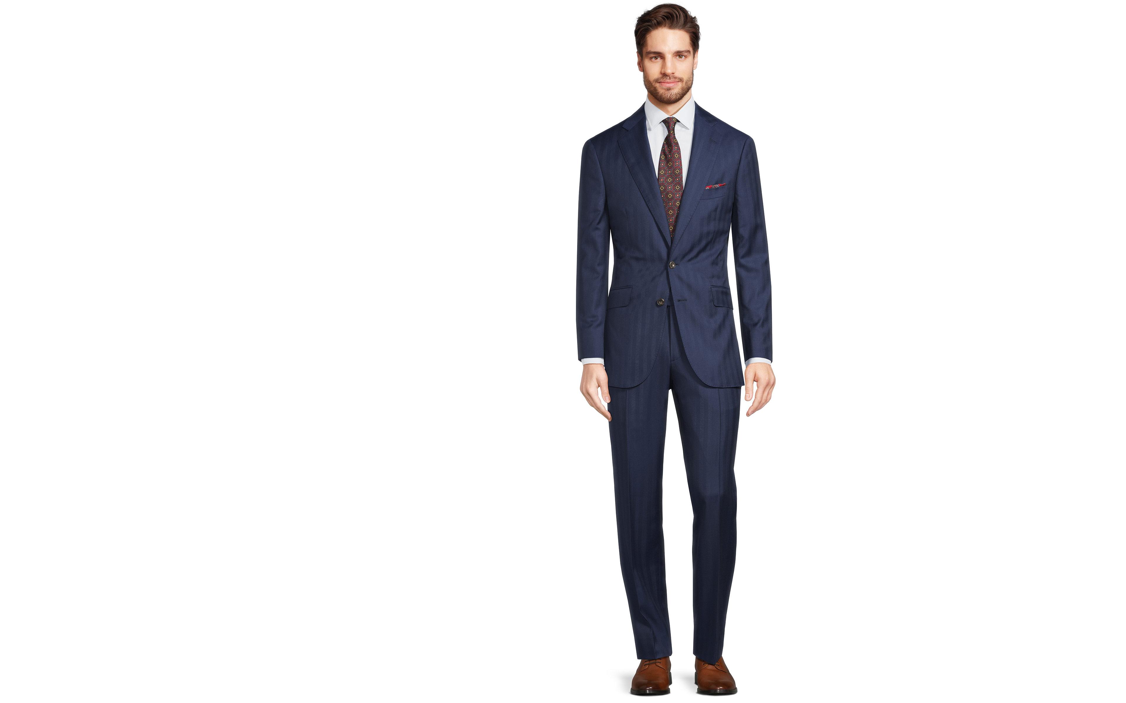 Deep Blue Herringbone Suit
