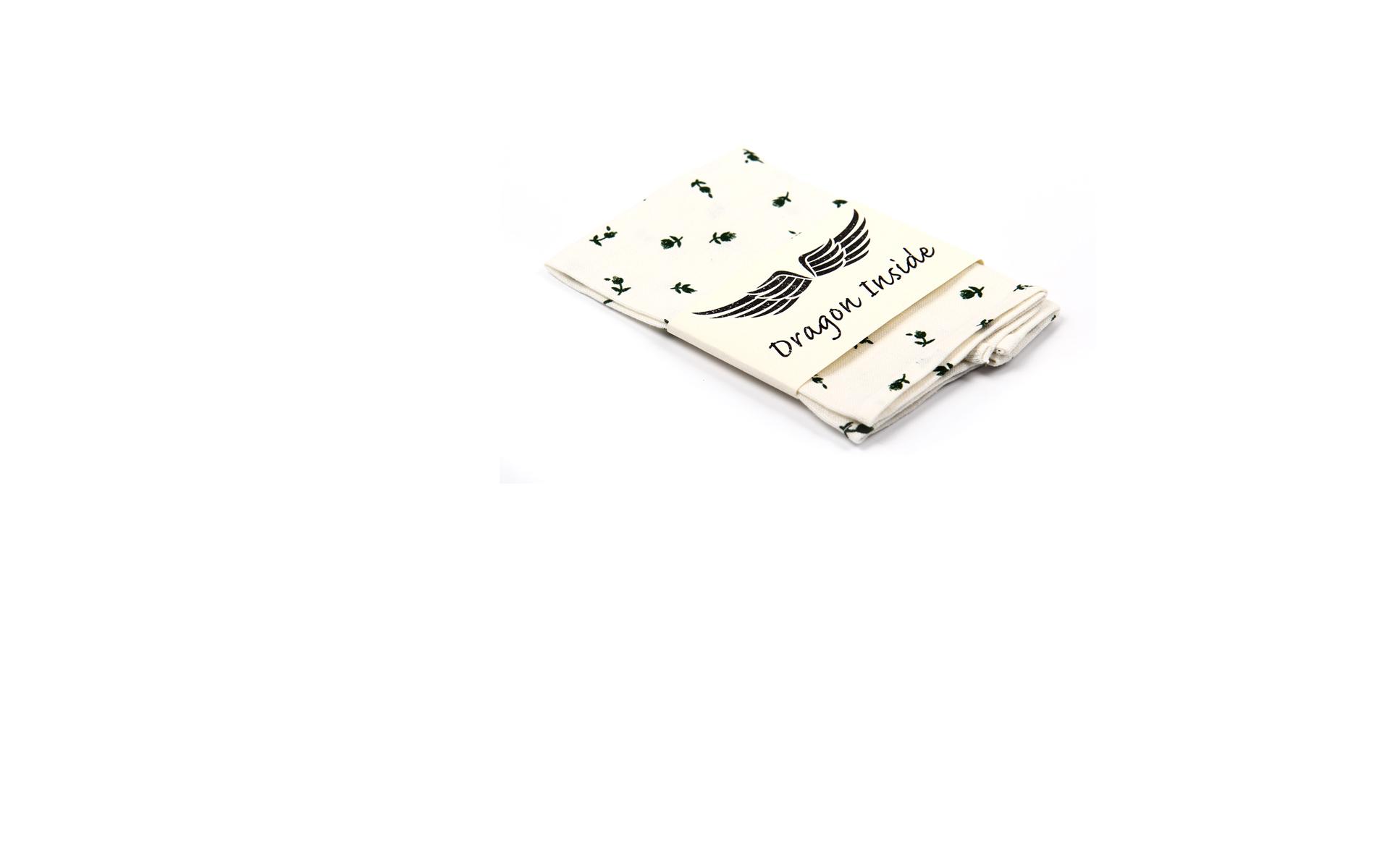 White & Dark Green Pocket Square With A Floral Pattern