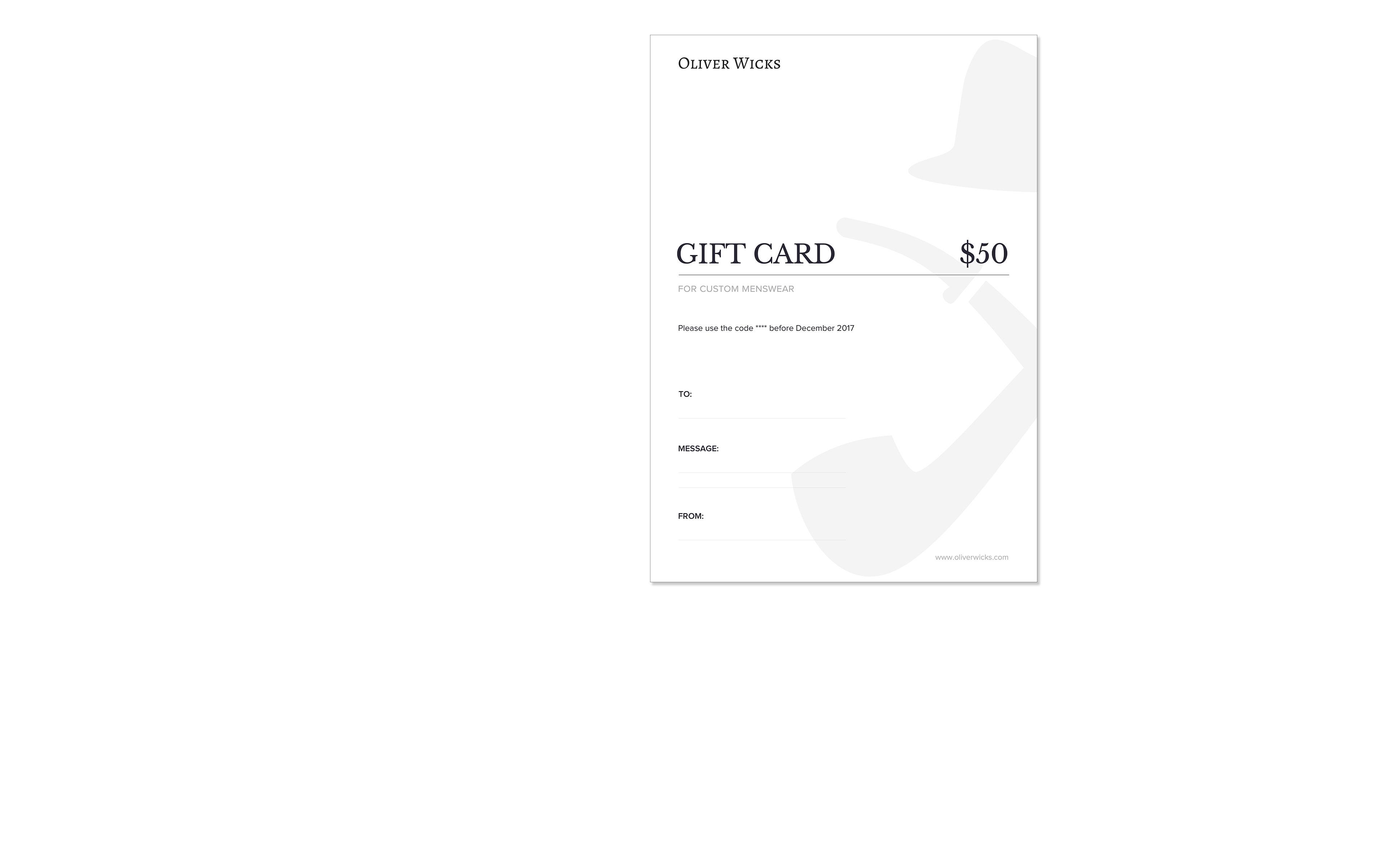$50 / € 47 Gift e-Card