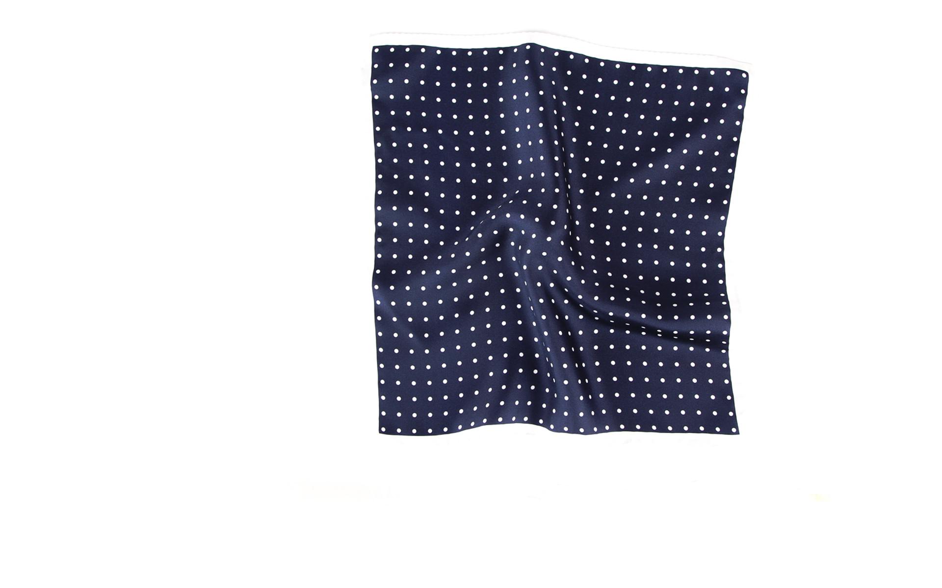 Italian 100% Silk Navy Dotted Pocket Square