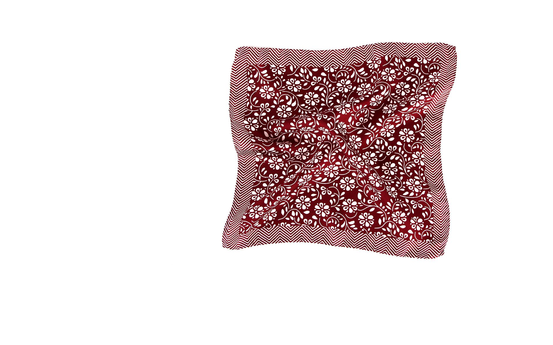 Red Floral Italian 100% Silk Pocket Square