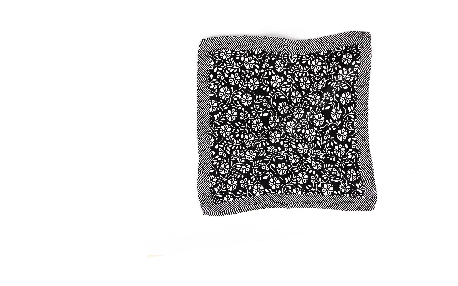 Black floral pocket square