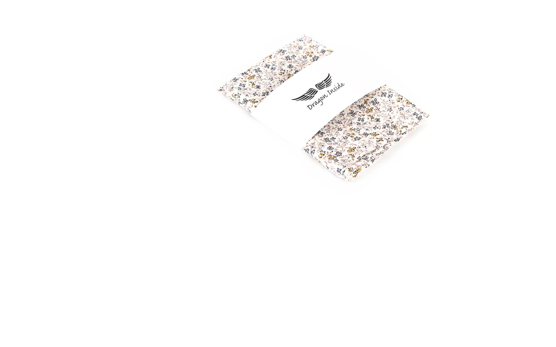 Ecru Cotton Pocket Square With A Floral Pattern