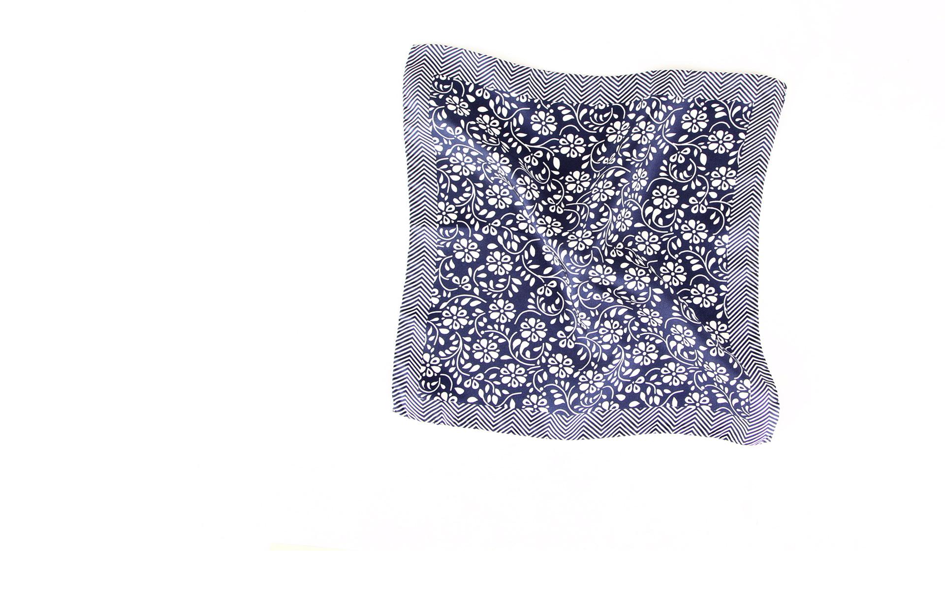 Italian 100% Silk Royal Blue Floral Pocket Square