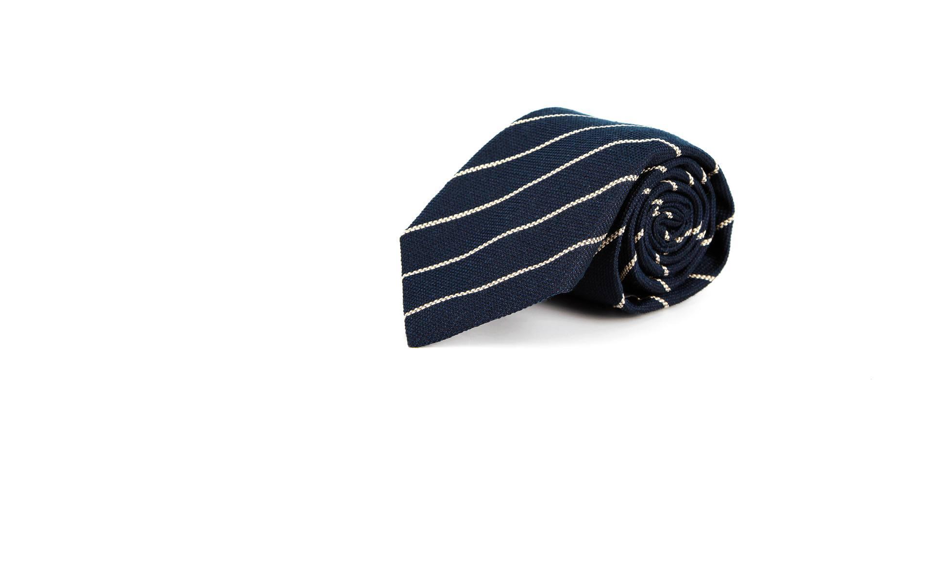 Navy Striped Handmade Italian 100% Silk Tie
