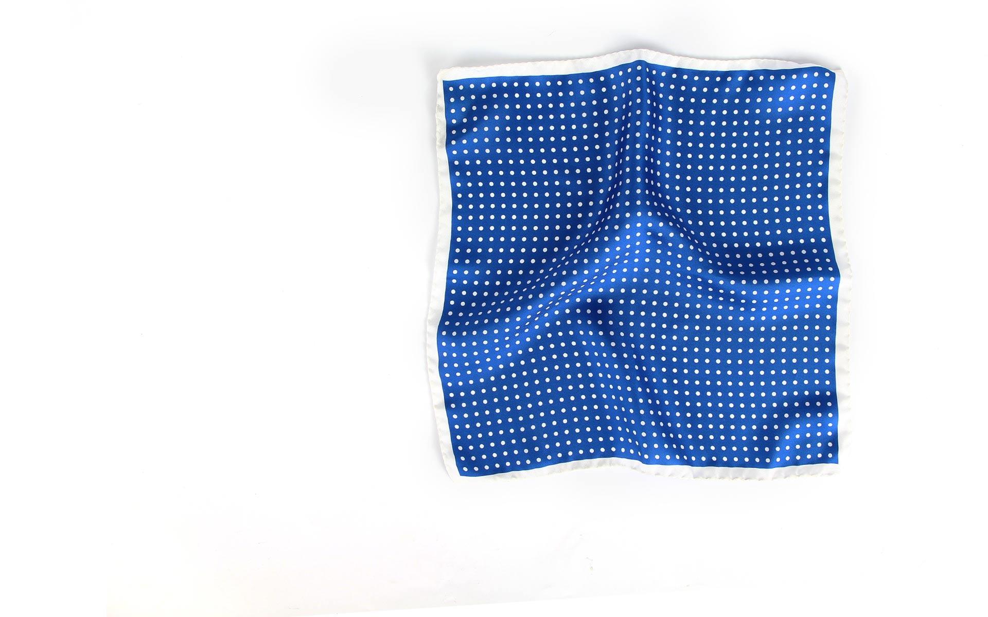 Royal Blue Dotted Italian 100% Silk Pocket Square