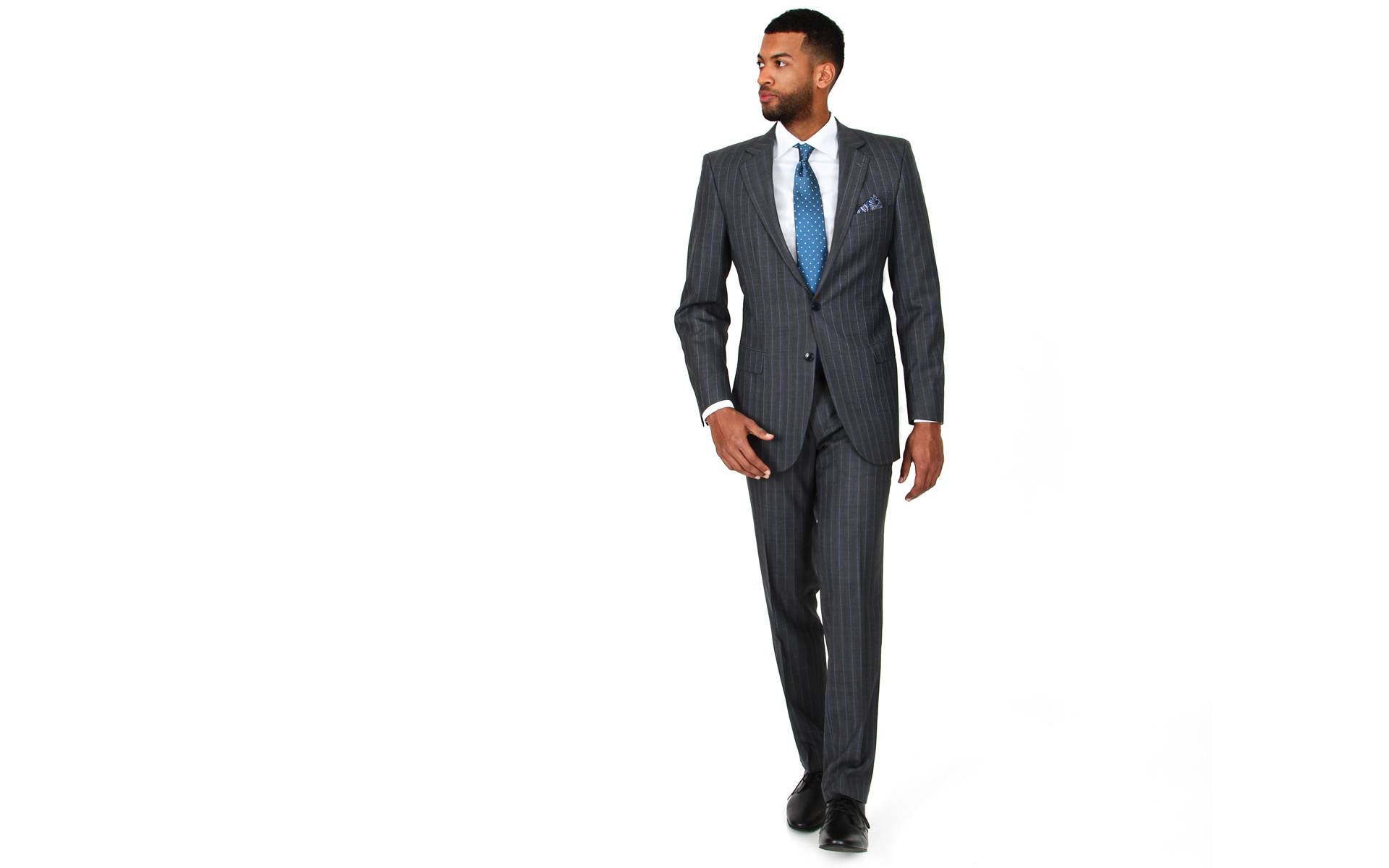 Premium Blue Stripe Grey 150s Suit