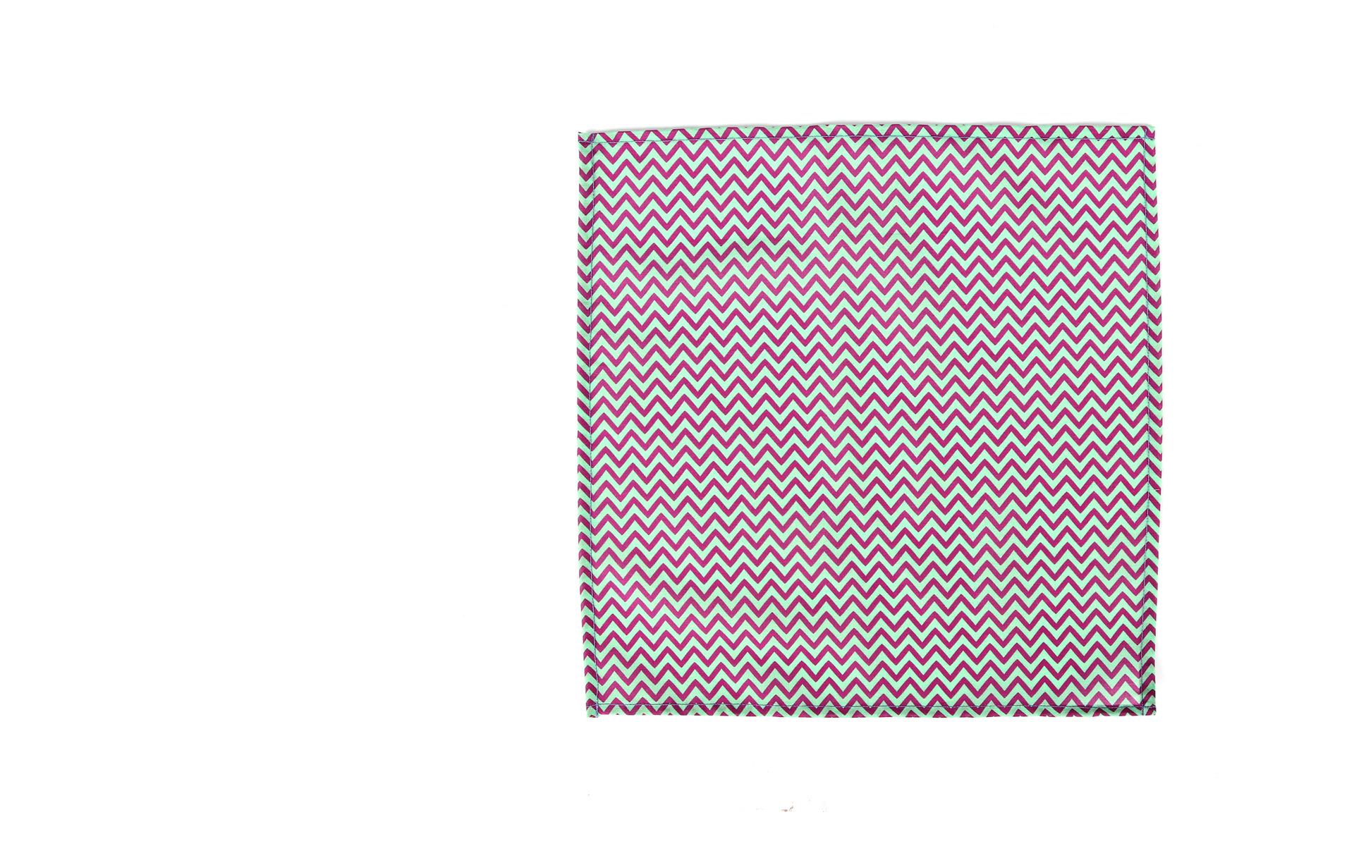 Pink & Green Chevron Patterned Pocket Square