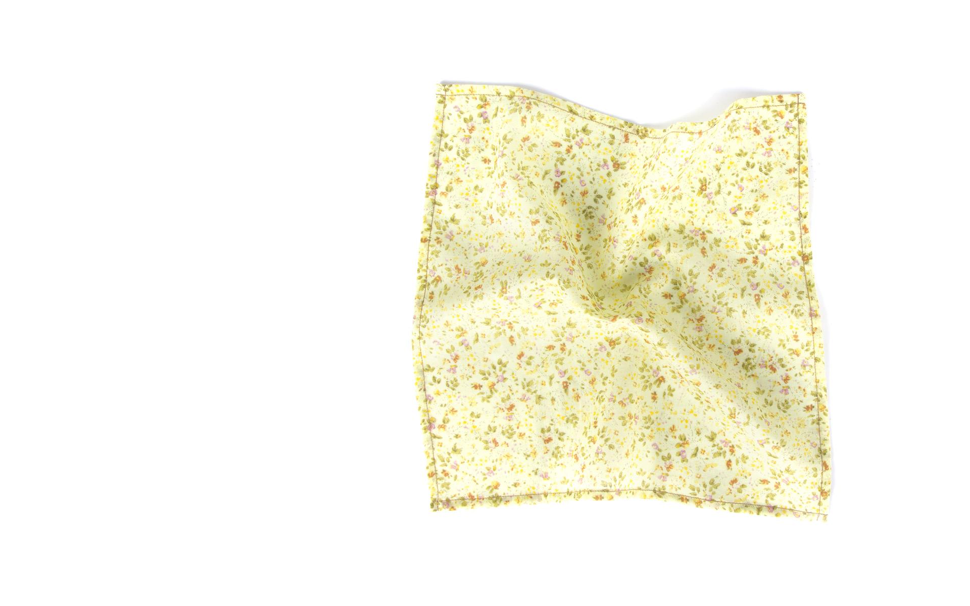 Yellow Floral Patterned Cotton Pocket Square