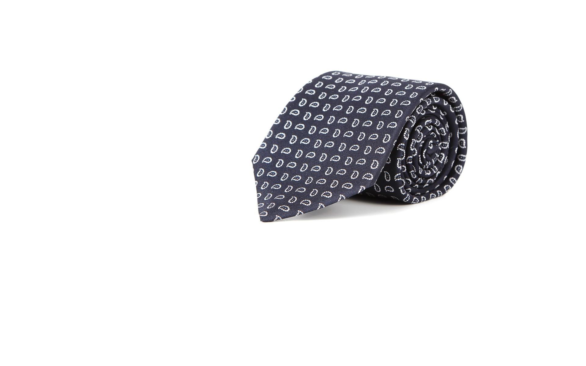 Navy Paisley Italian 100% Silk Tie