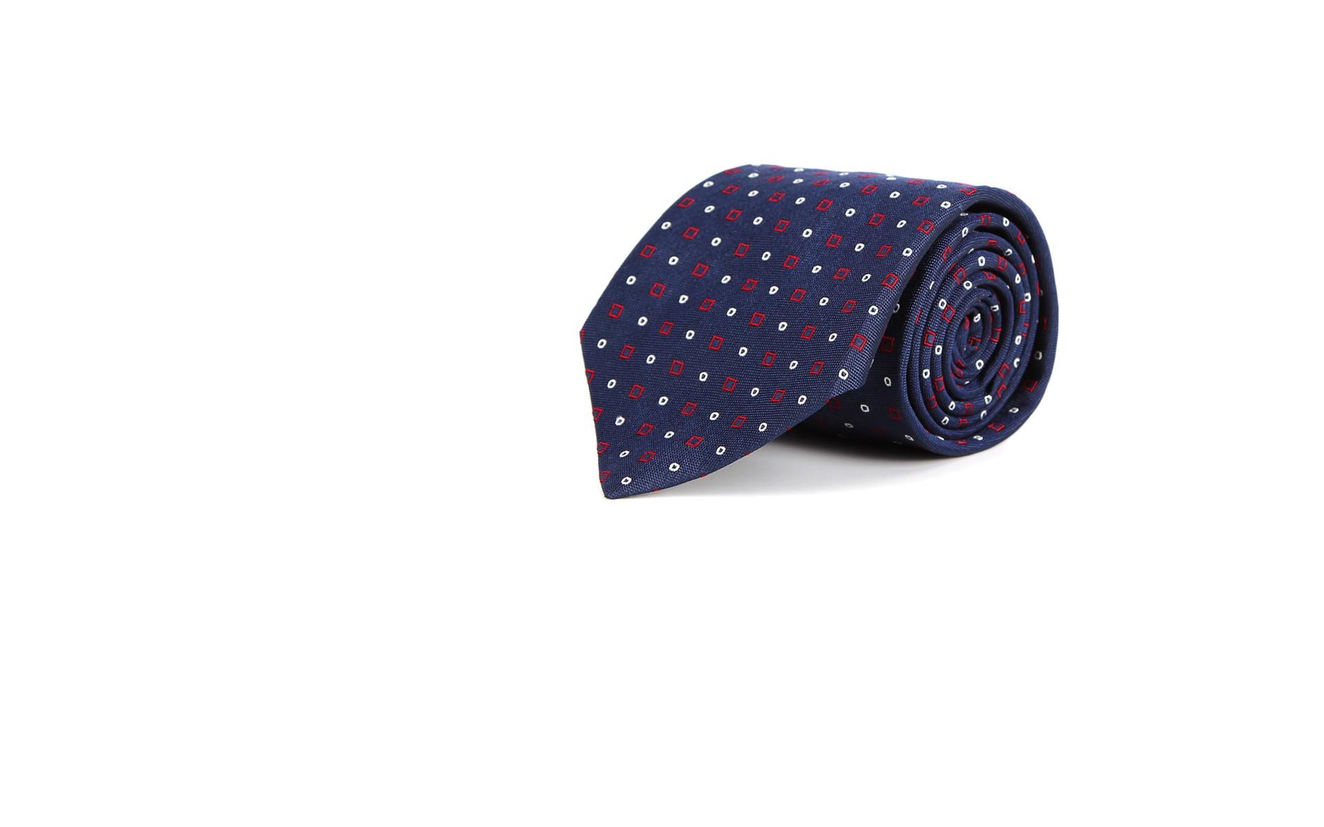 Navy Patterned Italian 100% Silk Tie