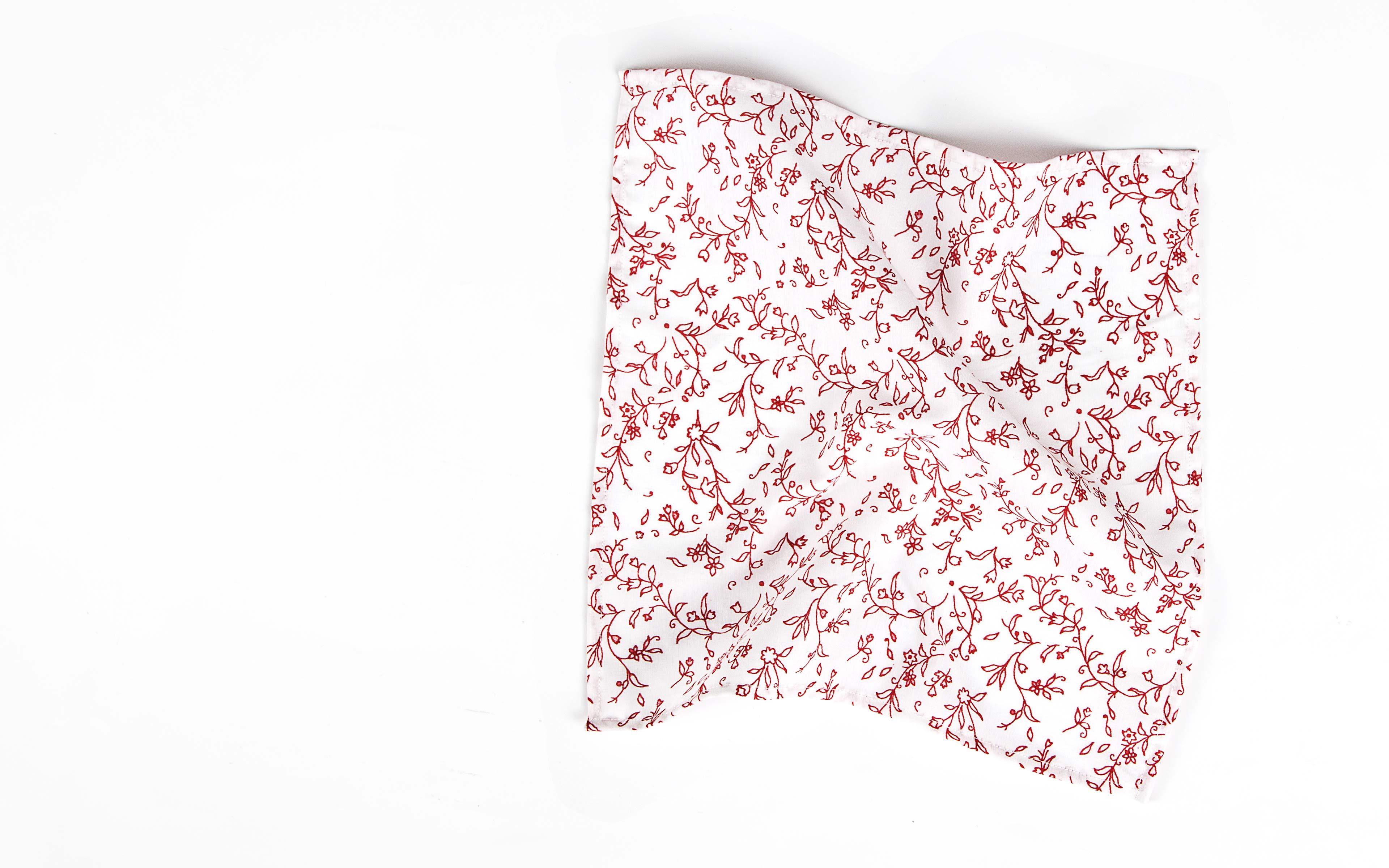 White and Red Cotton Pocket Square