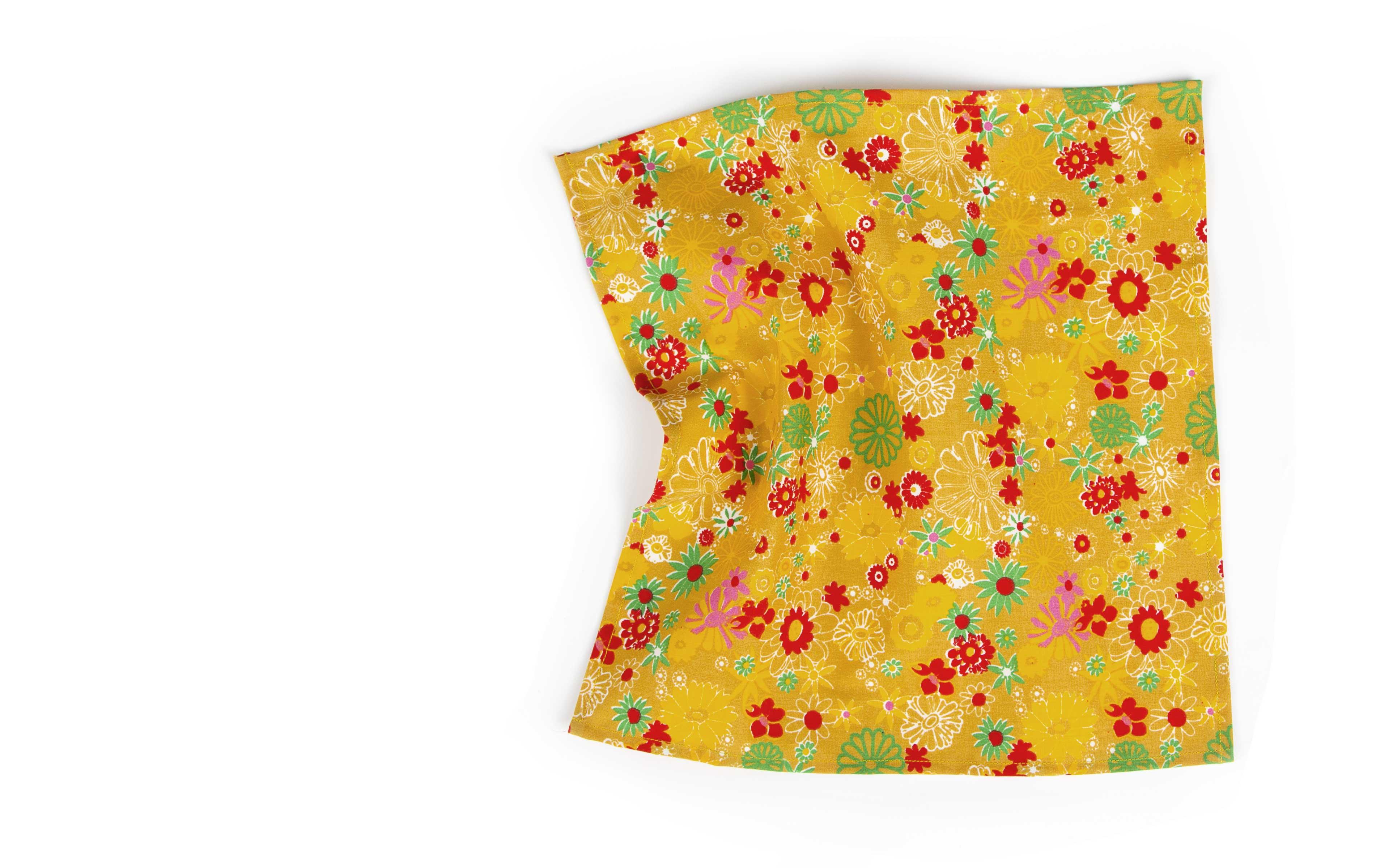 Mustard Pocket Square with Flower Pattern