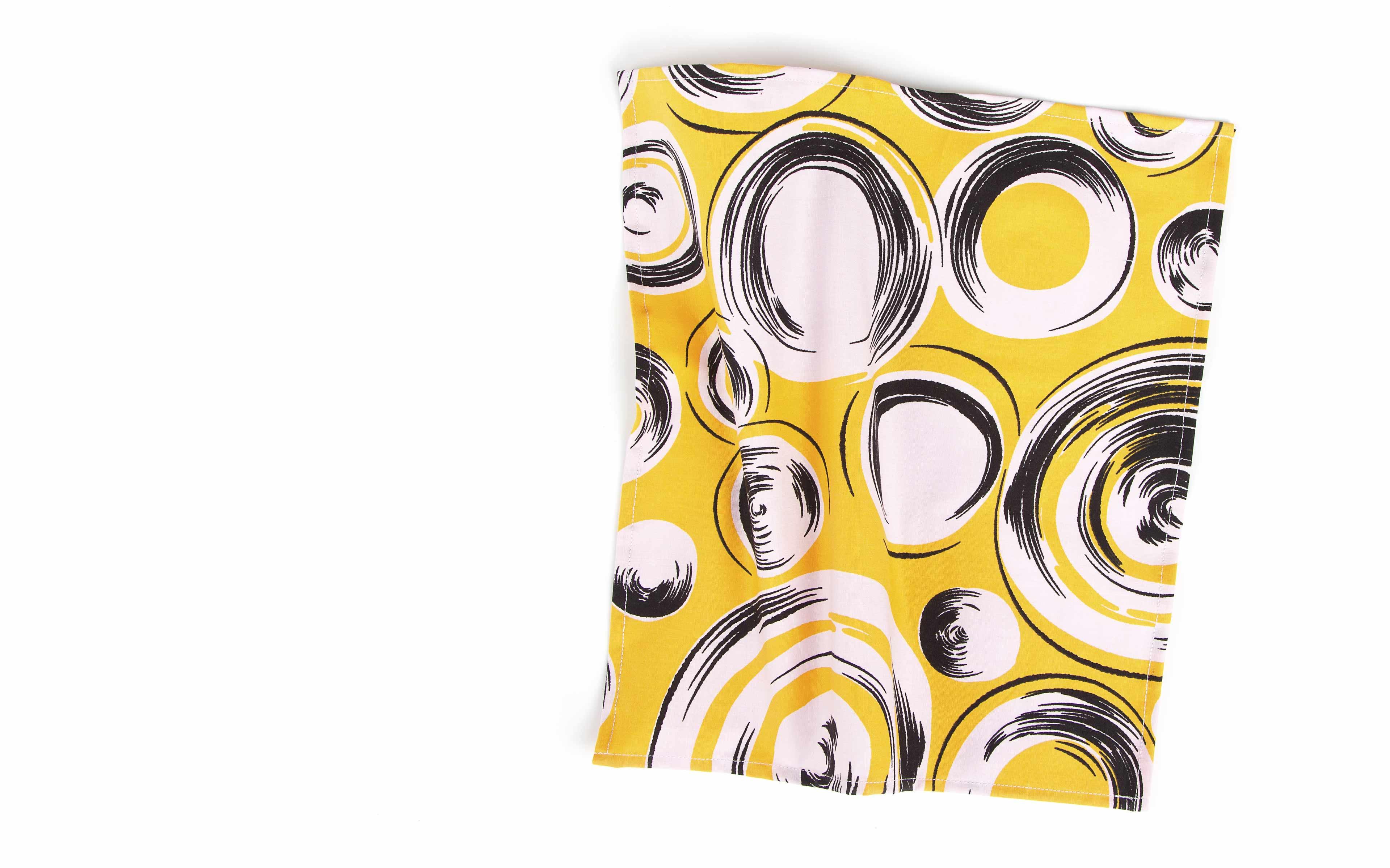 Yellow Pocket Square with Shapes Pattern