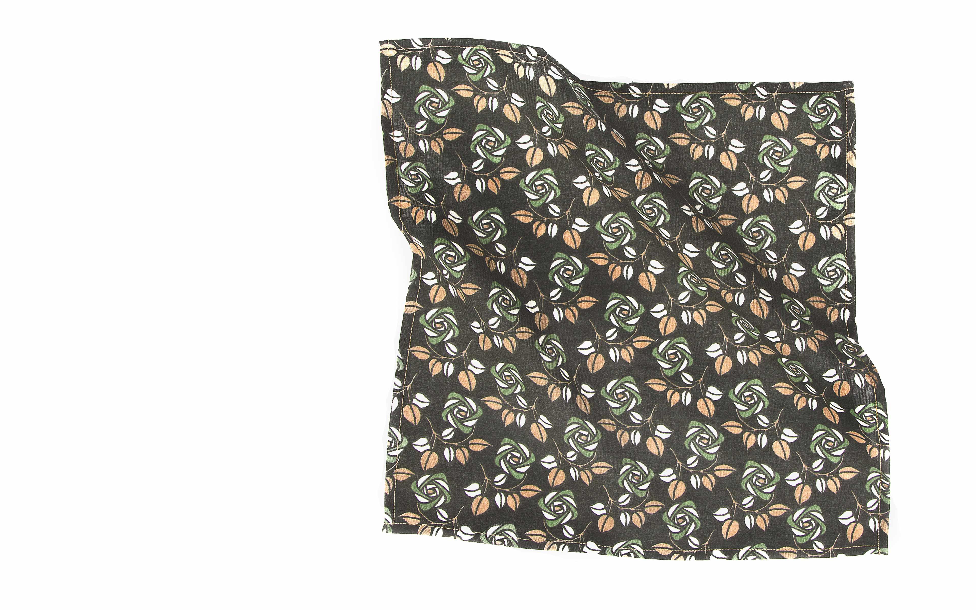Green Flowers Cotton Pocket Square