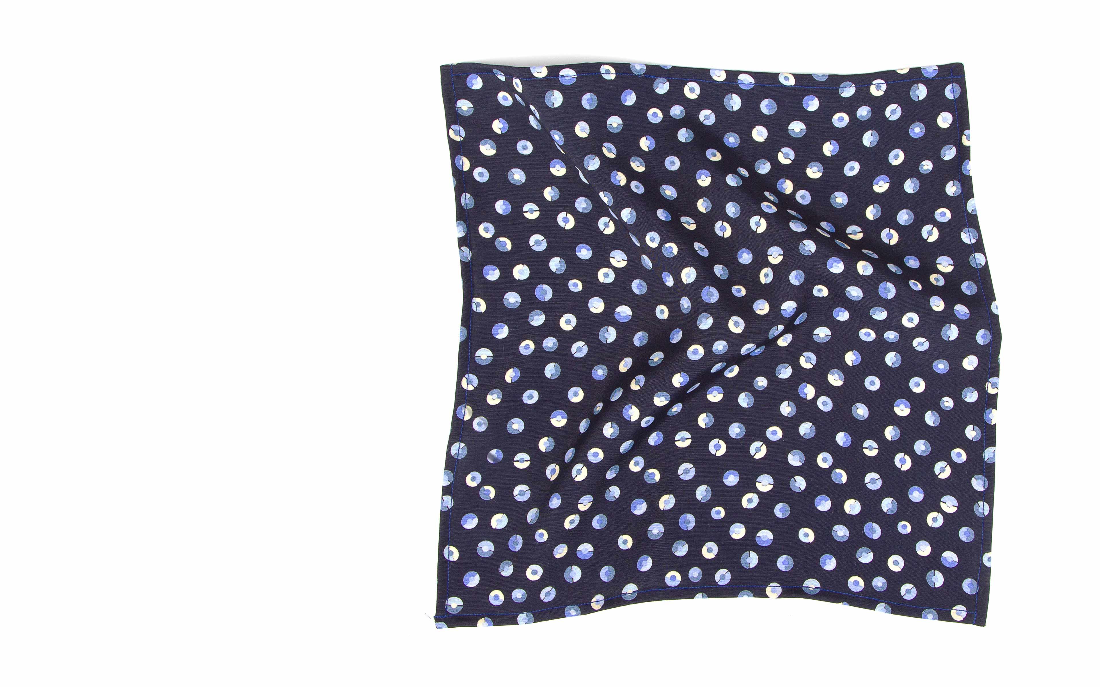 Navy & Blue Patterned Cotton Pocket Square