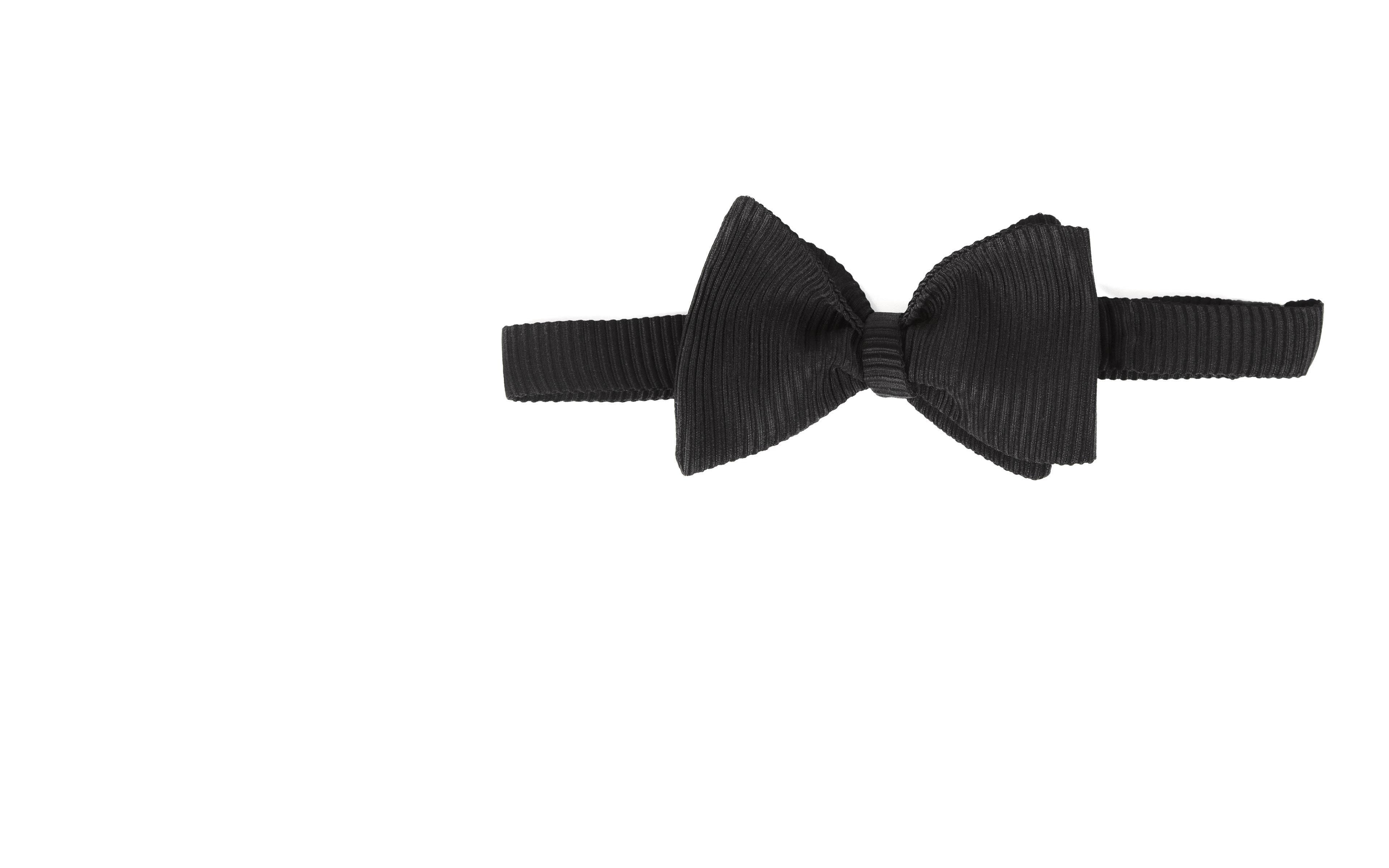 Black Striped Italian 100% Silk Bow Tie