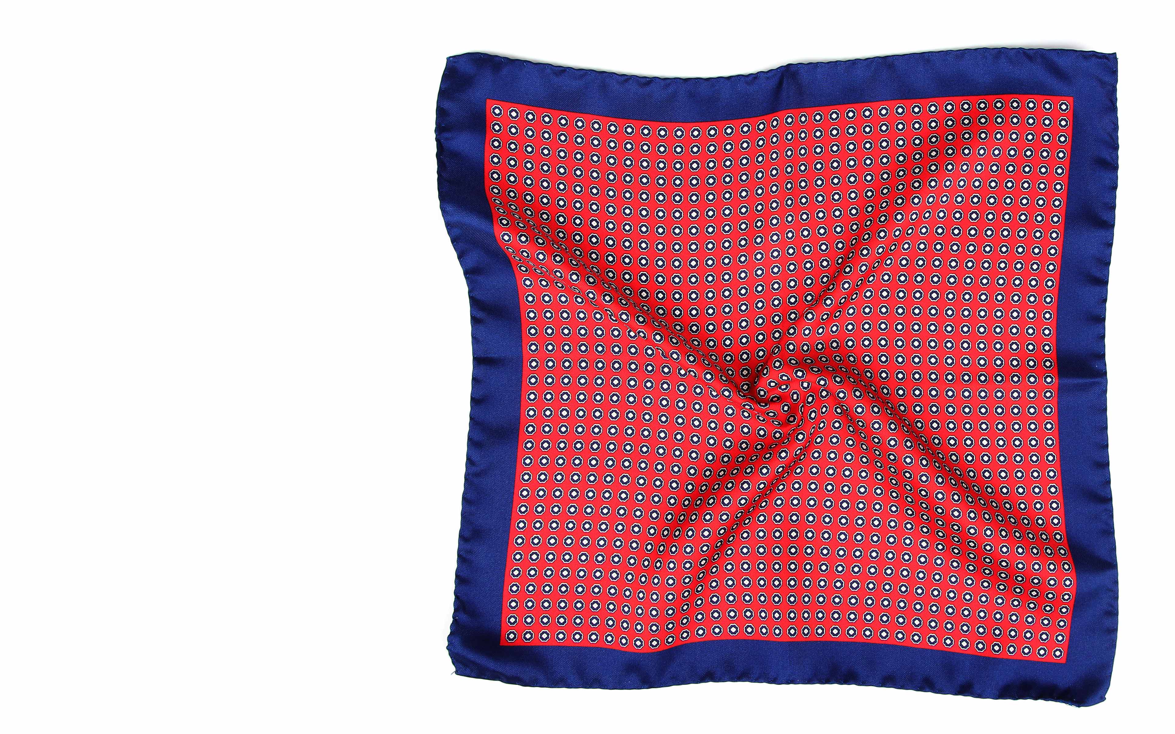 Red & Navy Silk Pocket Square
