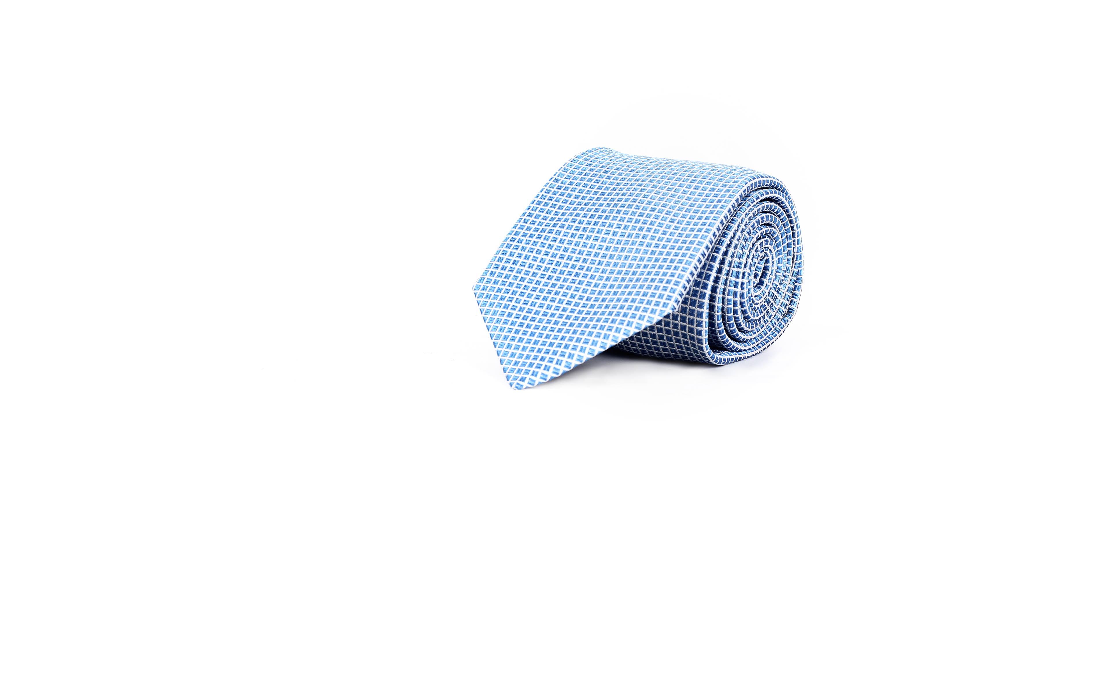 Light Blue Check Italian 100% Silk Tie