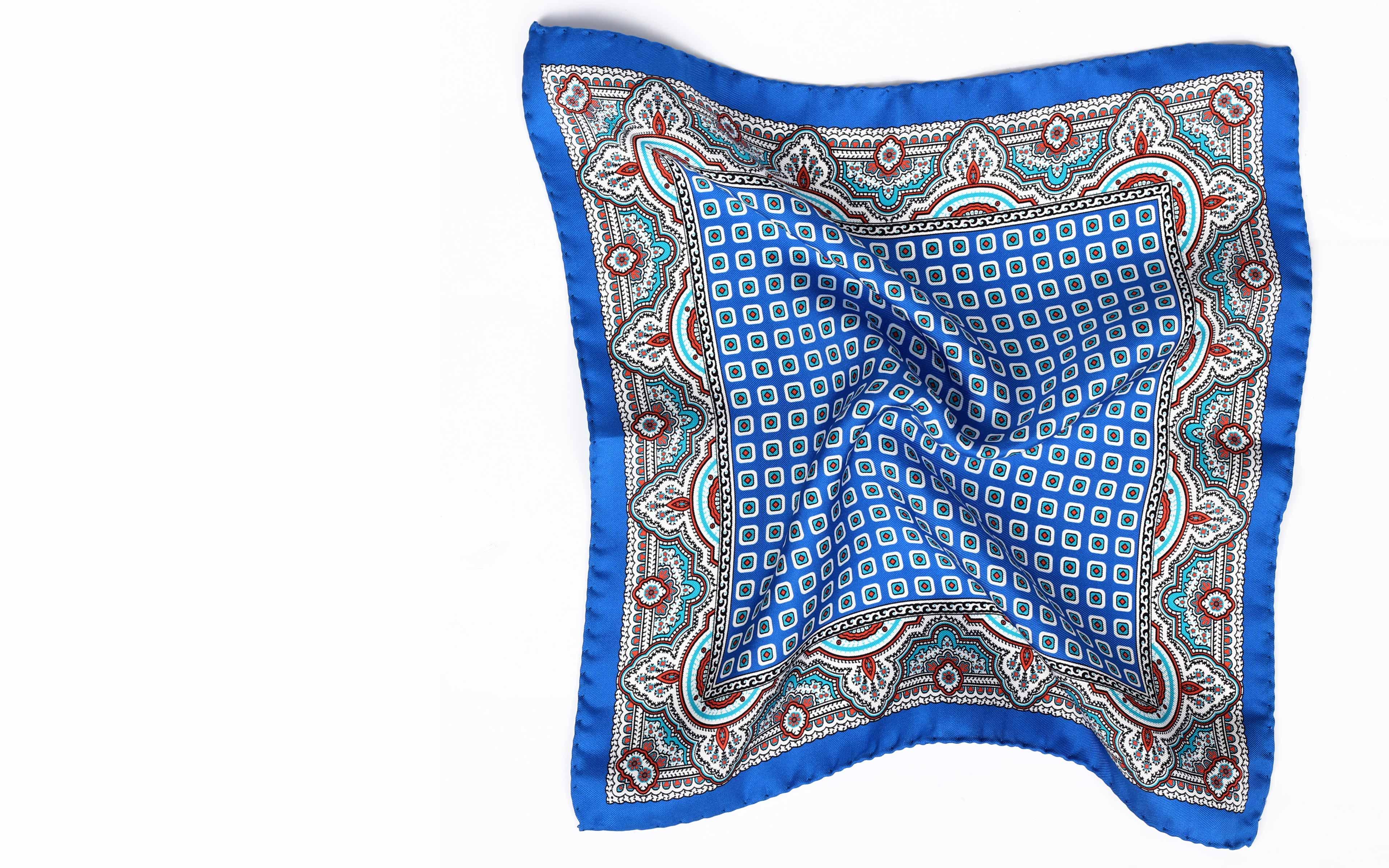 Italian 100% Silk Blue Pocket Square