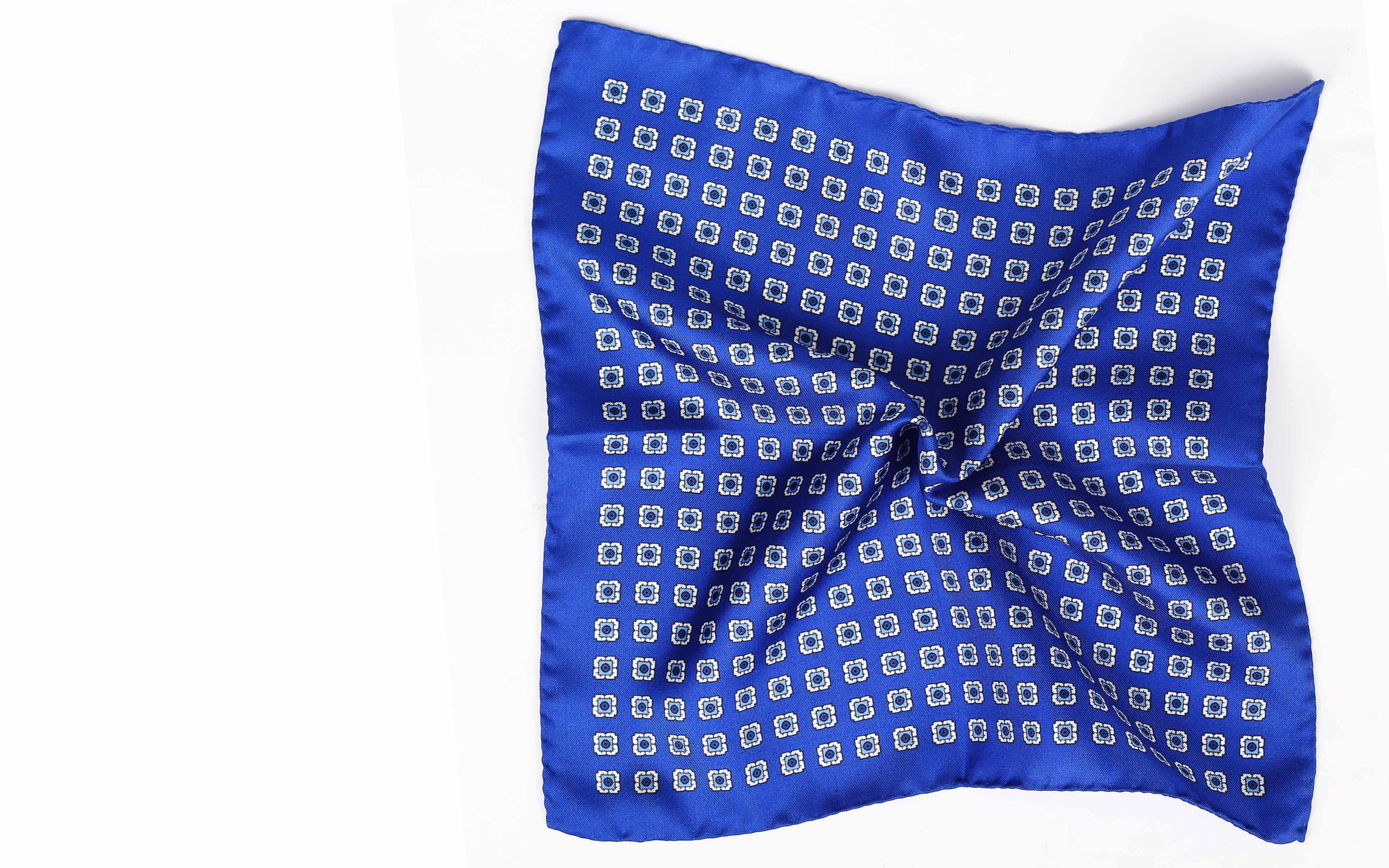 Intense Blue Italian 100% Silk Pocket Square