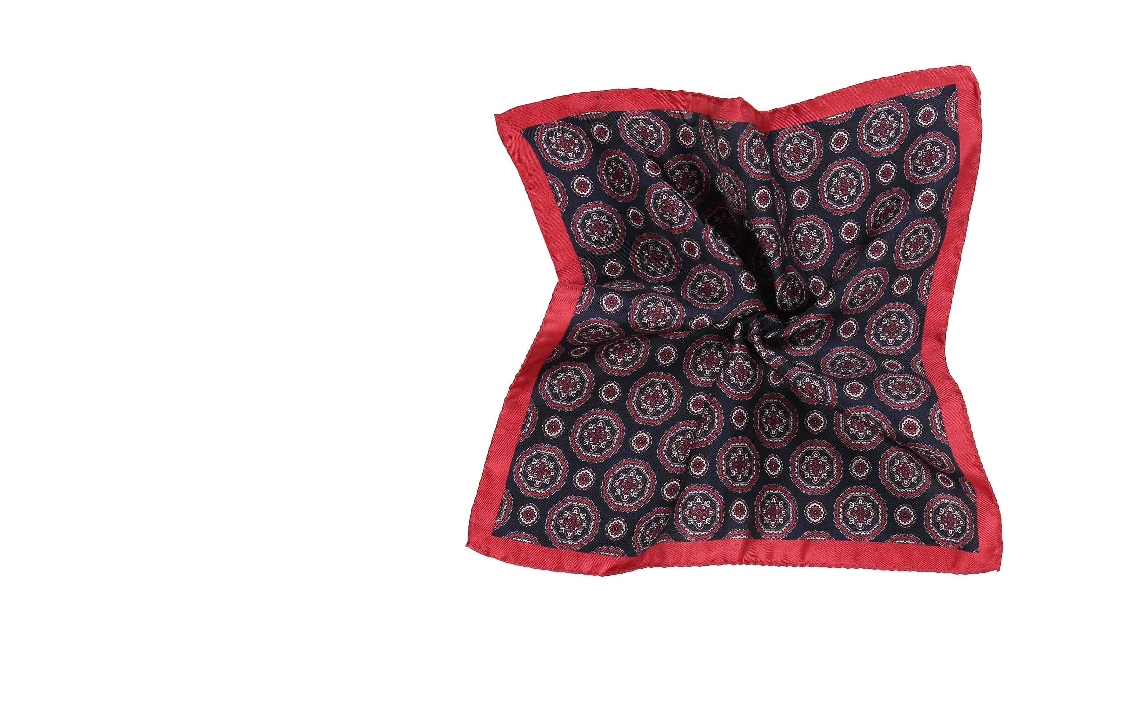 Italian Blue Shapes 100% Silk Pocket Square