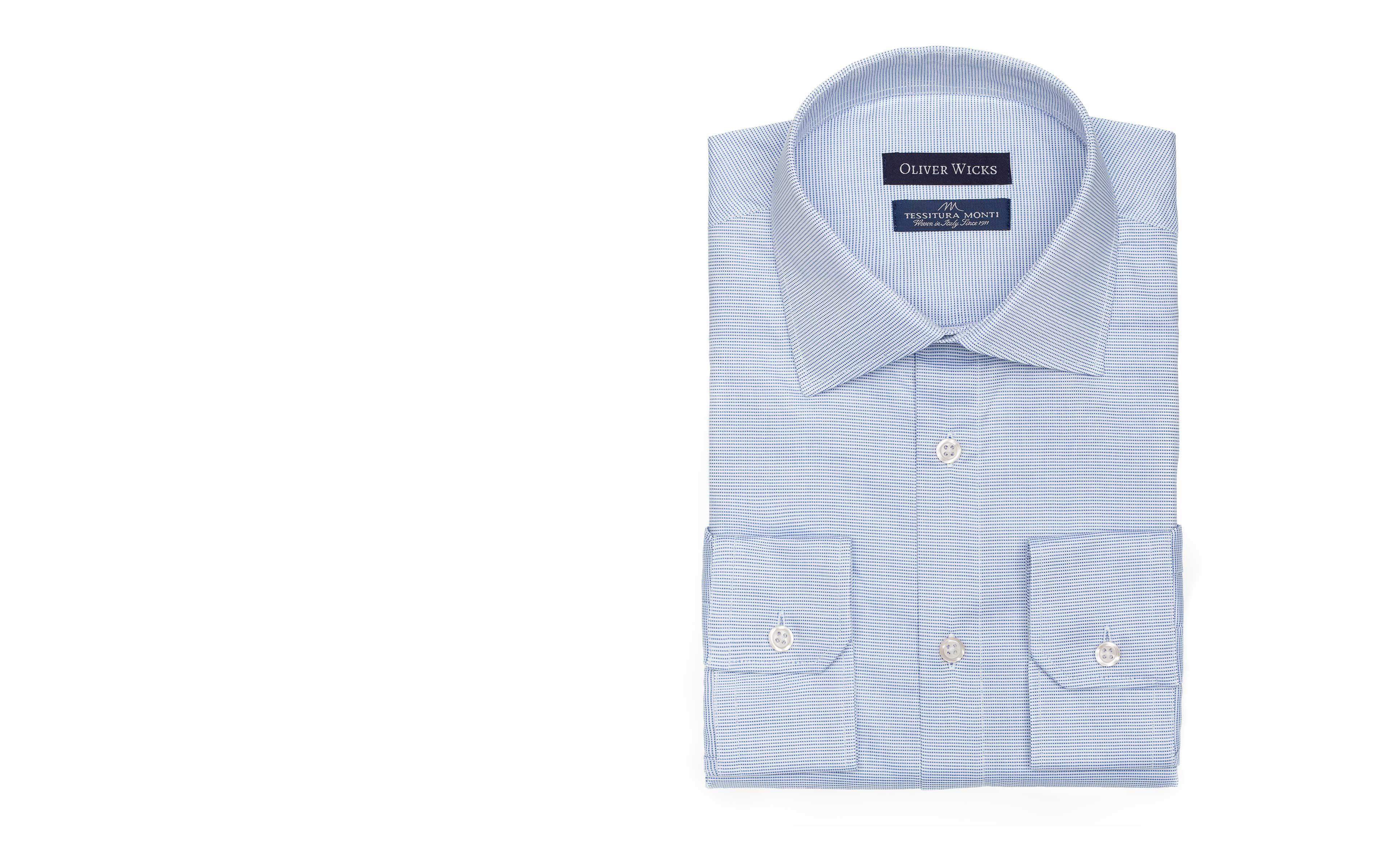 Blue Micro Pattern Cotton Oxford Shirt