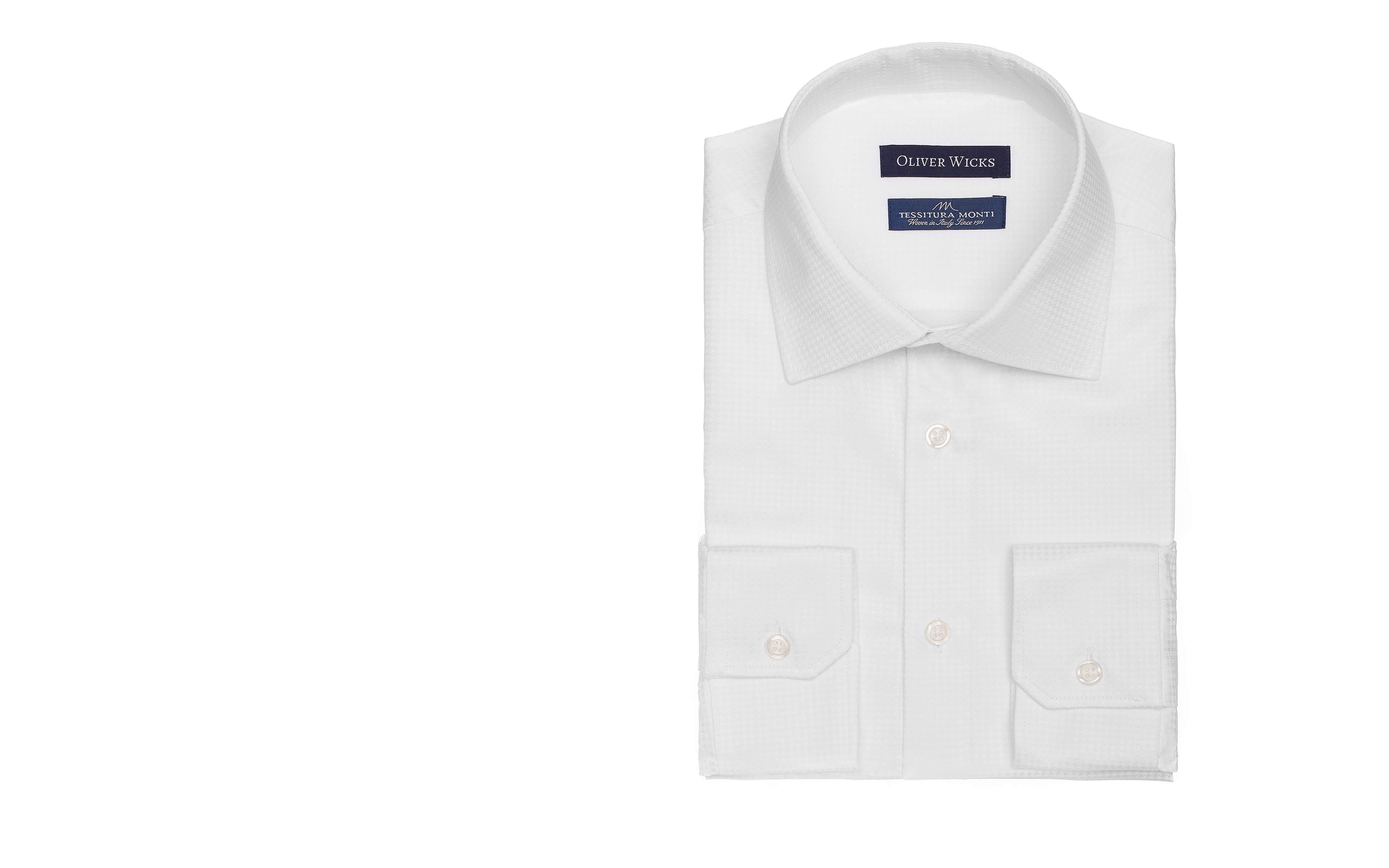 White Houndstooth Cotton Shirt