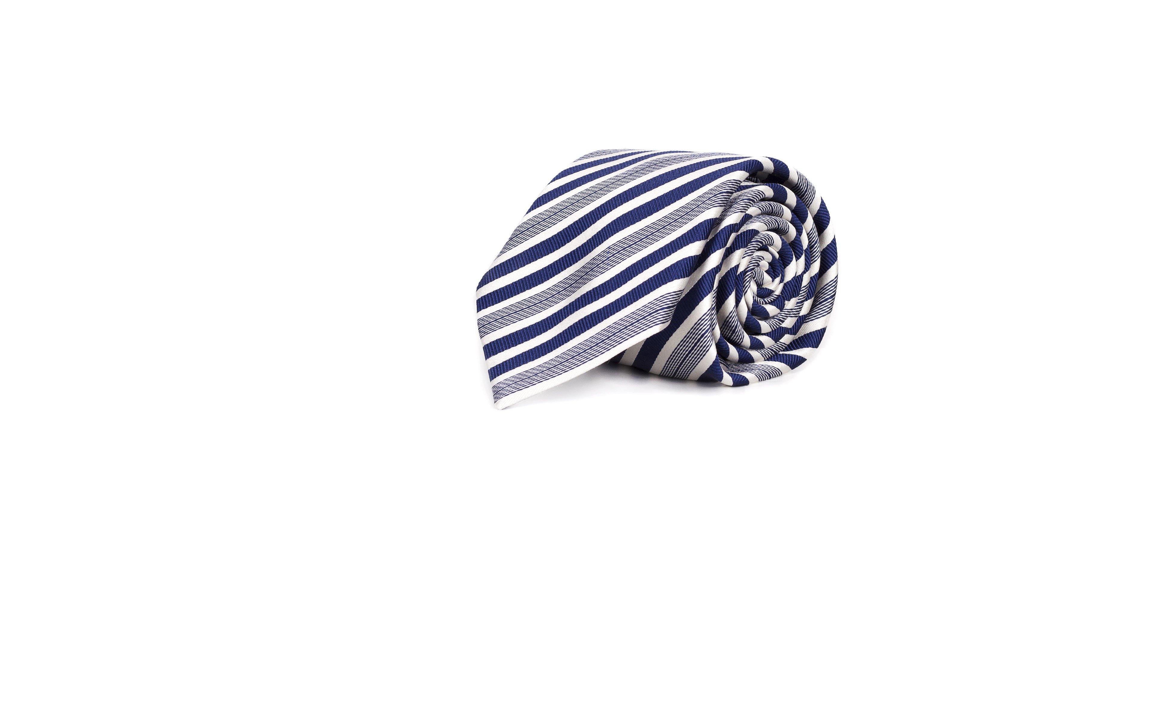 Blue & White Stripes Italian 100% Silk Tie