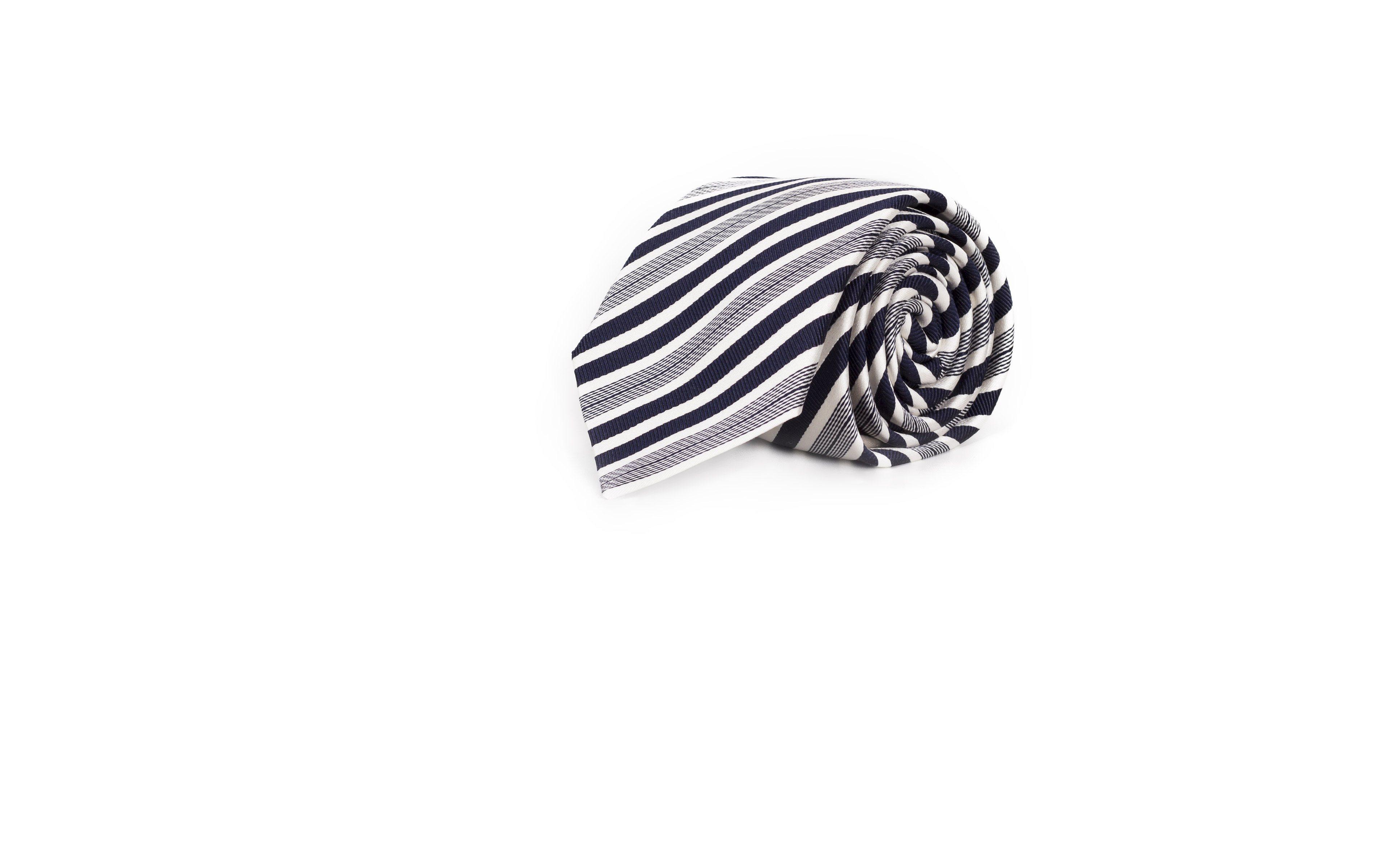 Navy & White Stripes Italian 100% Silk Tie