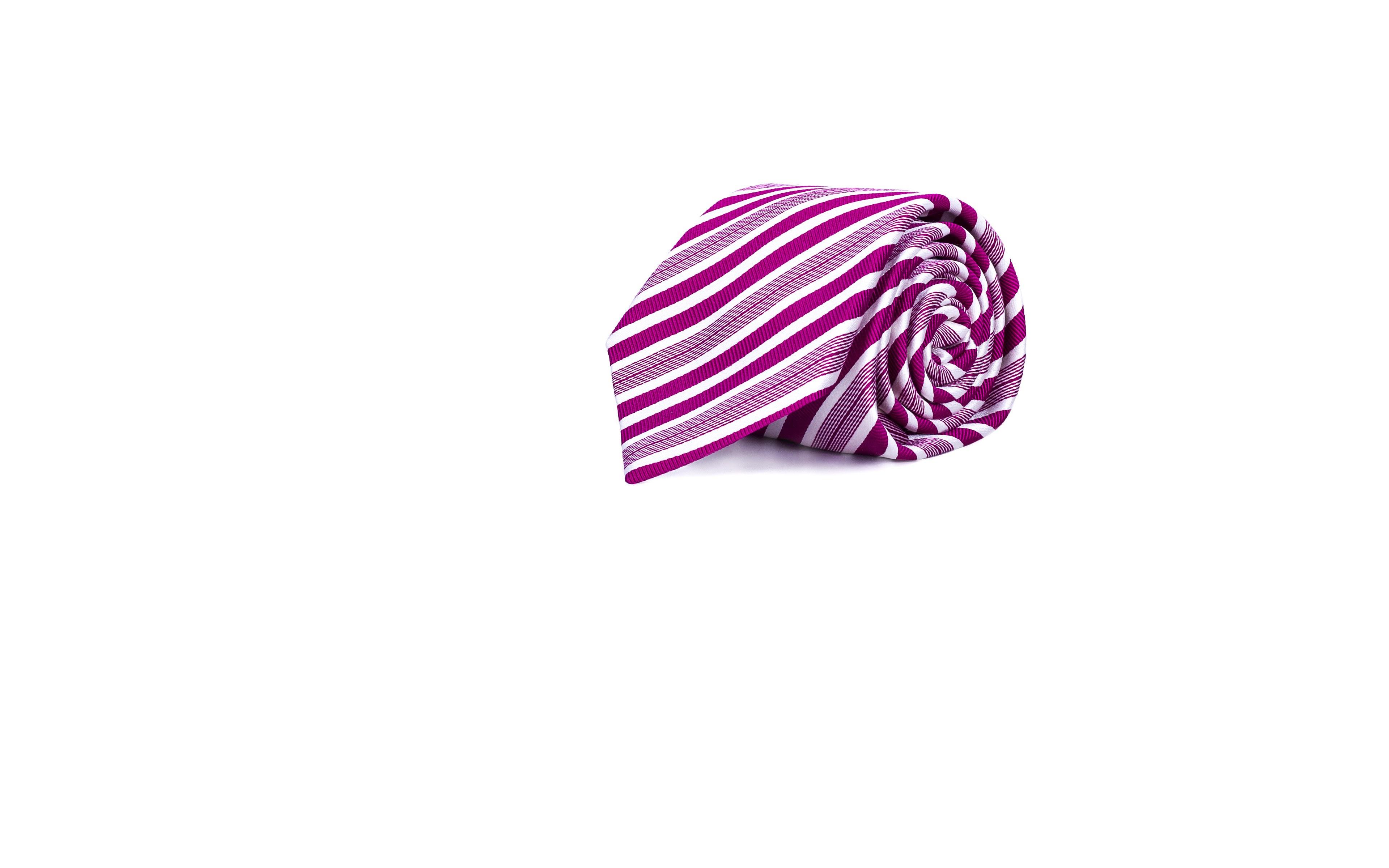 Magenta & White Stripes Italian 100% Silk Tie