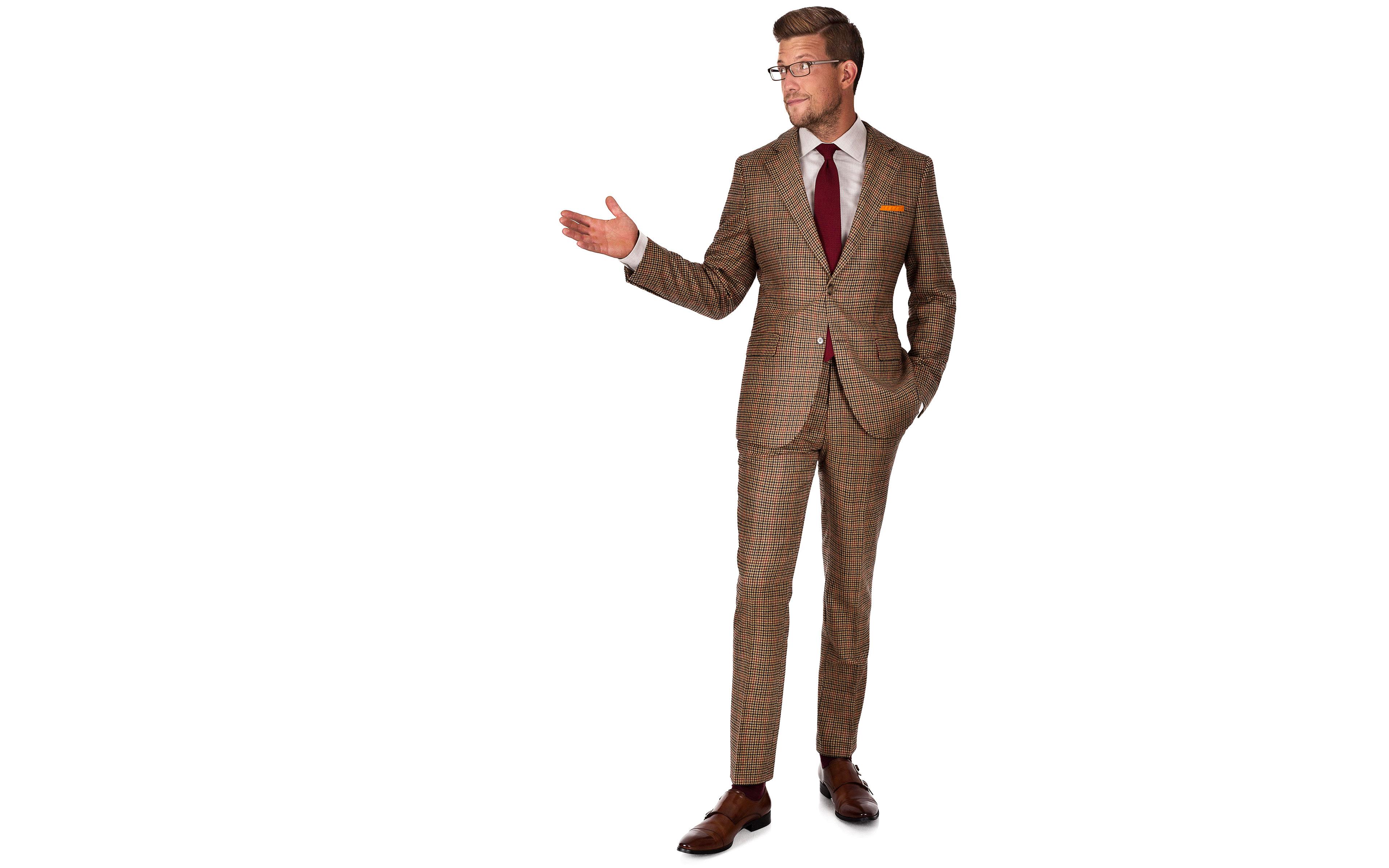 Light Brown Check Wool & Cashmere Suit