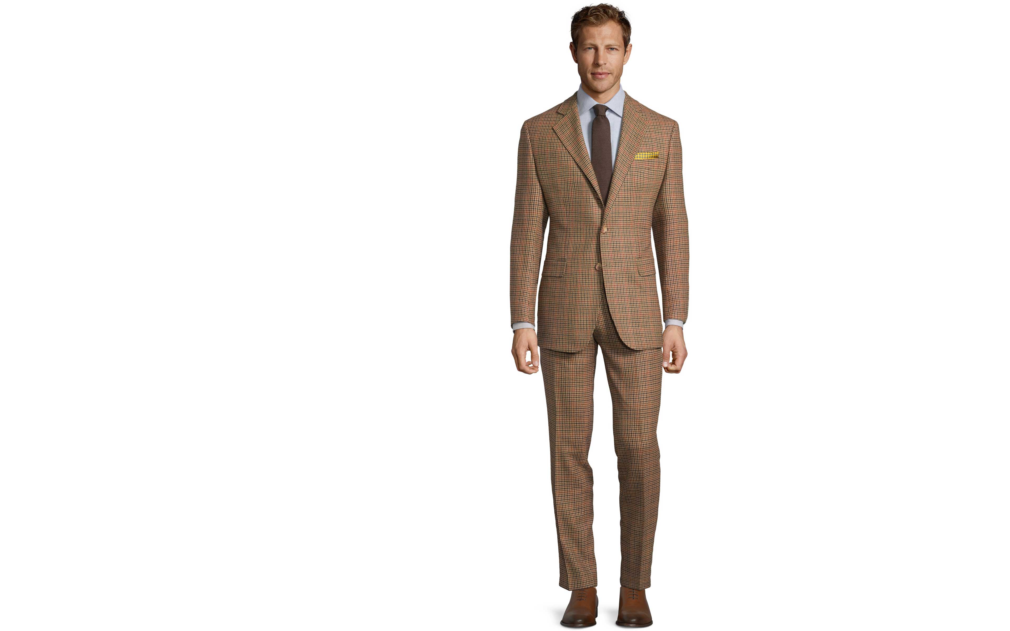 Light Brown Check Wool & Cashmere Suit