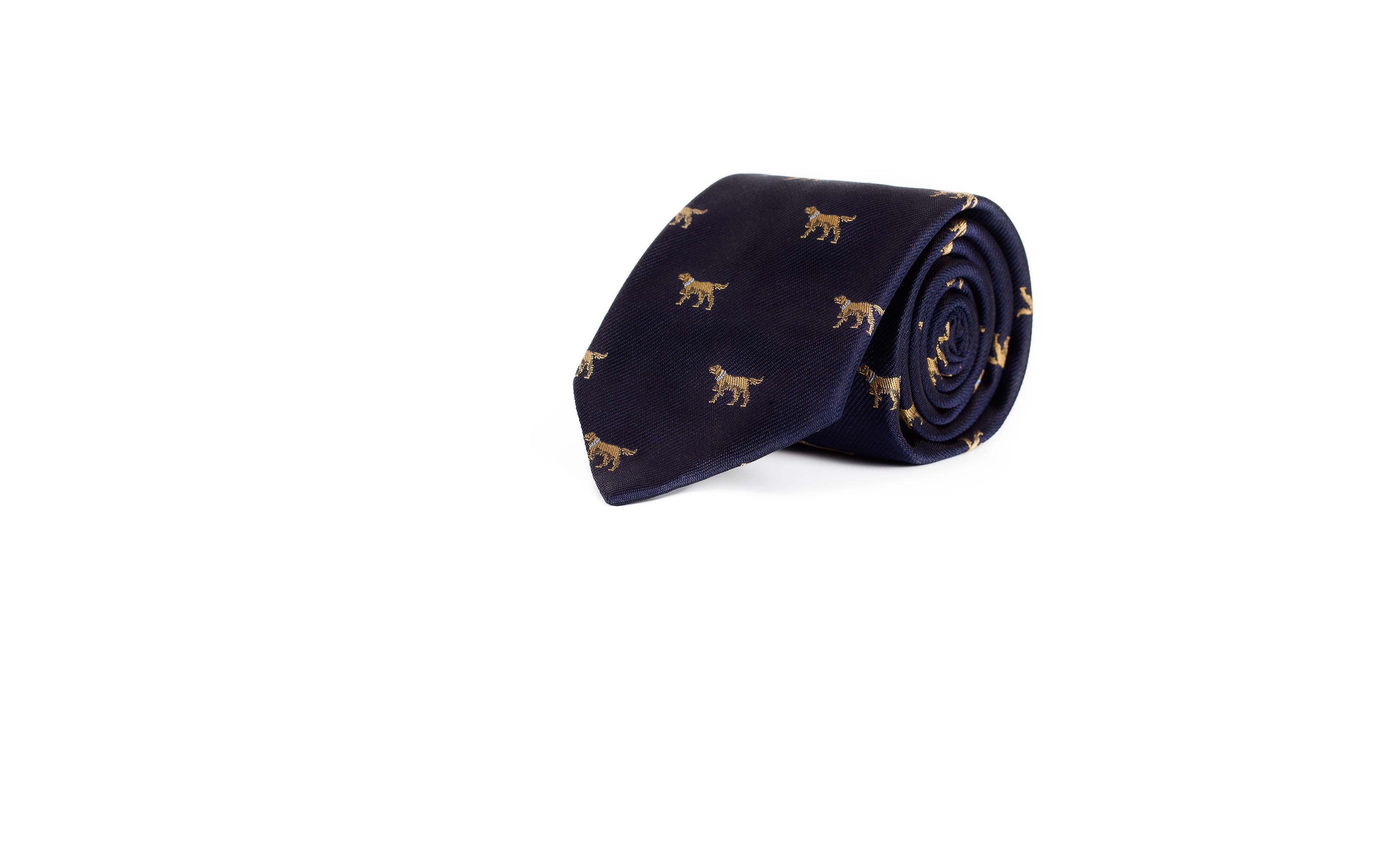 Dog Pattern Navy 100% Silk Tie
