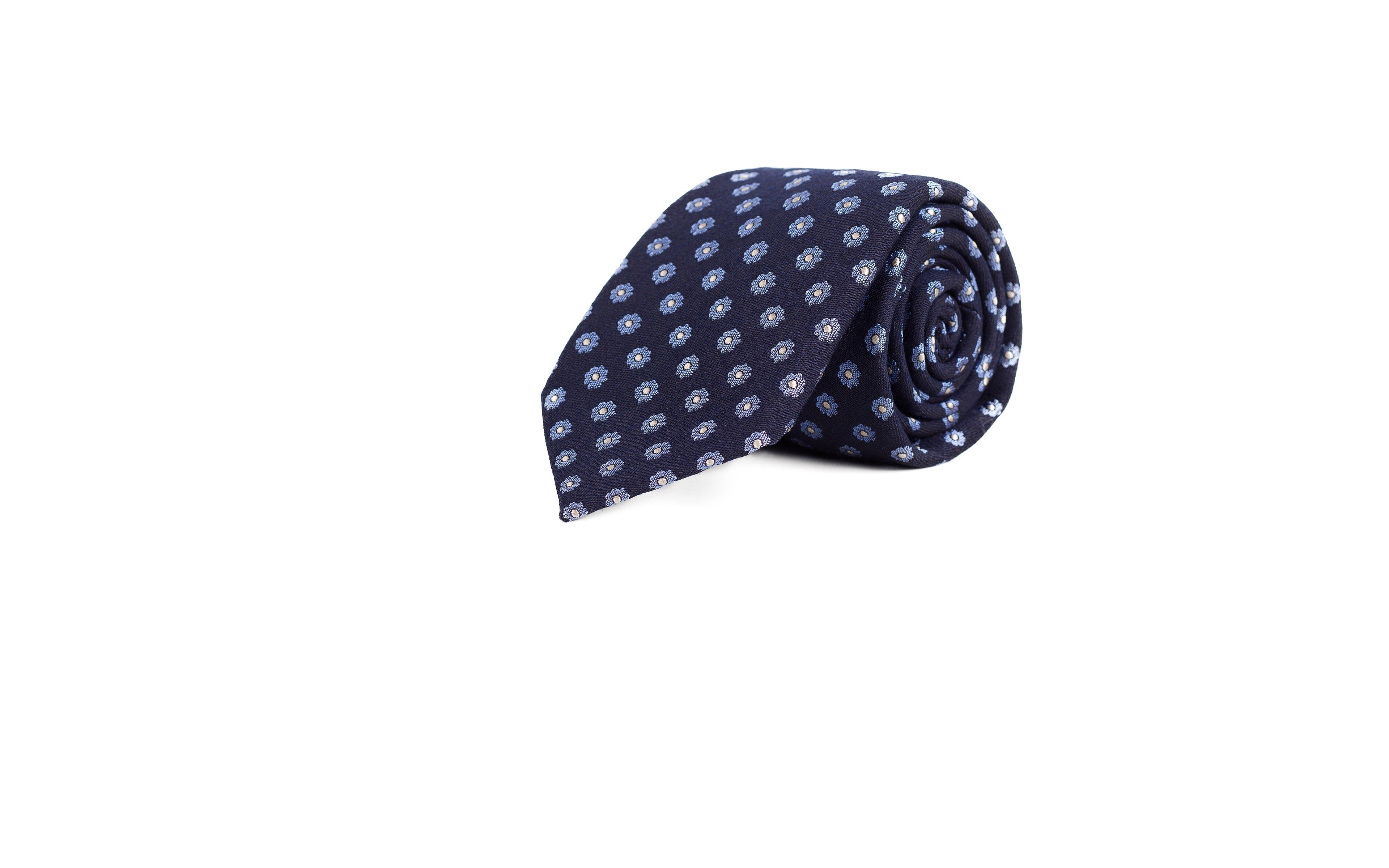 Blue Floral Wool & Silk Tie