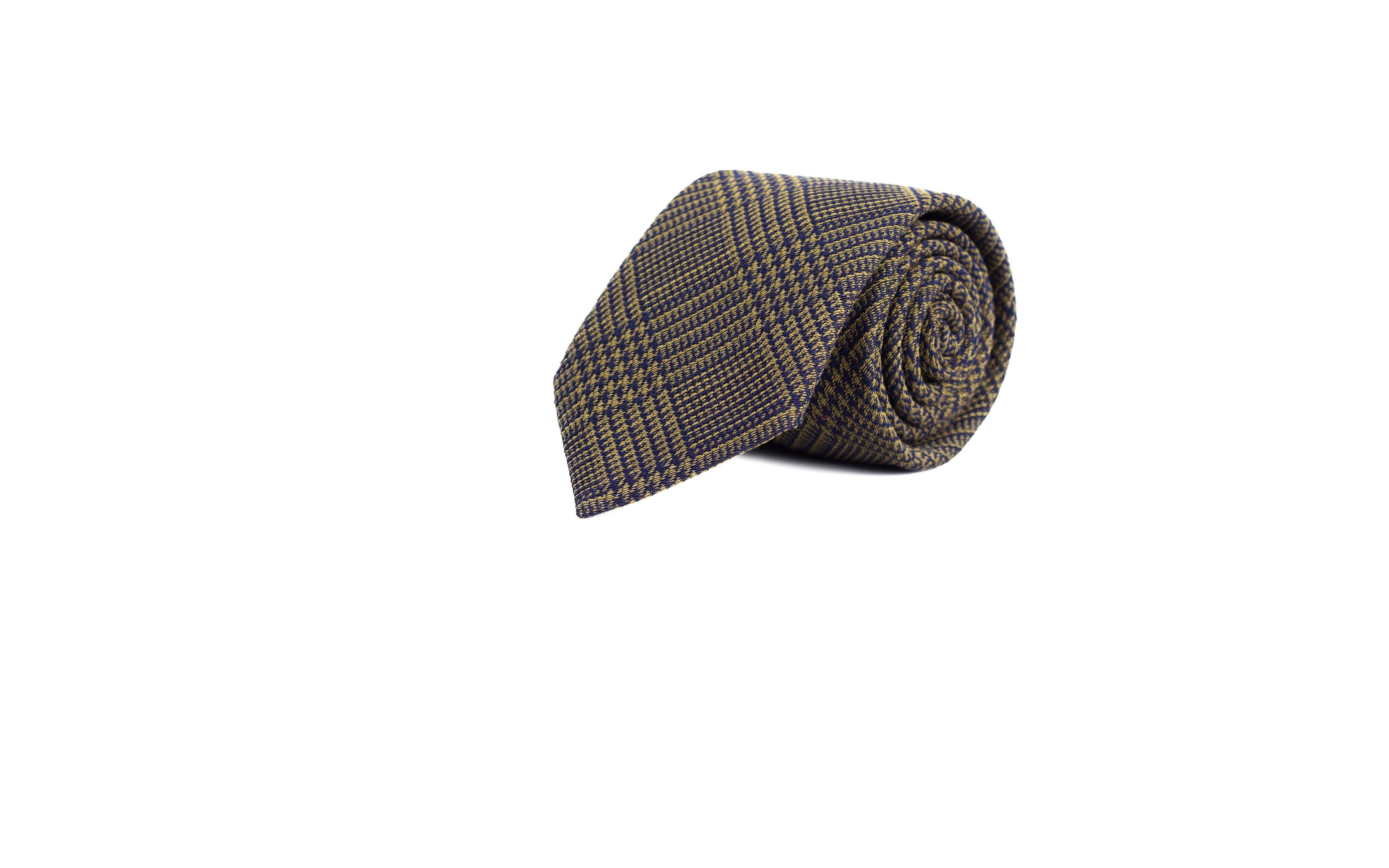 Olive Green Wool & Silk Check Tie
