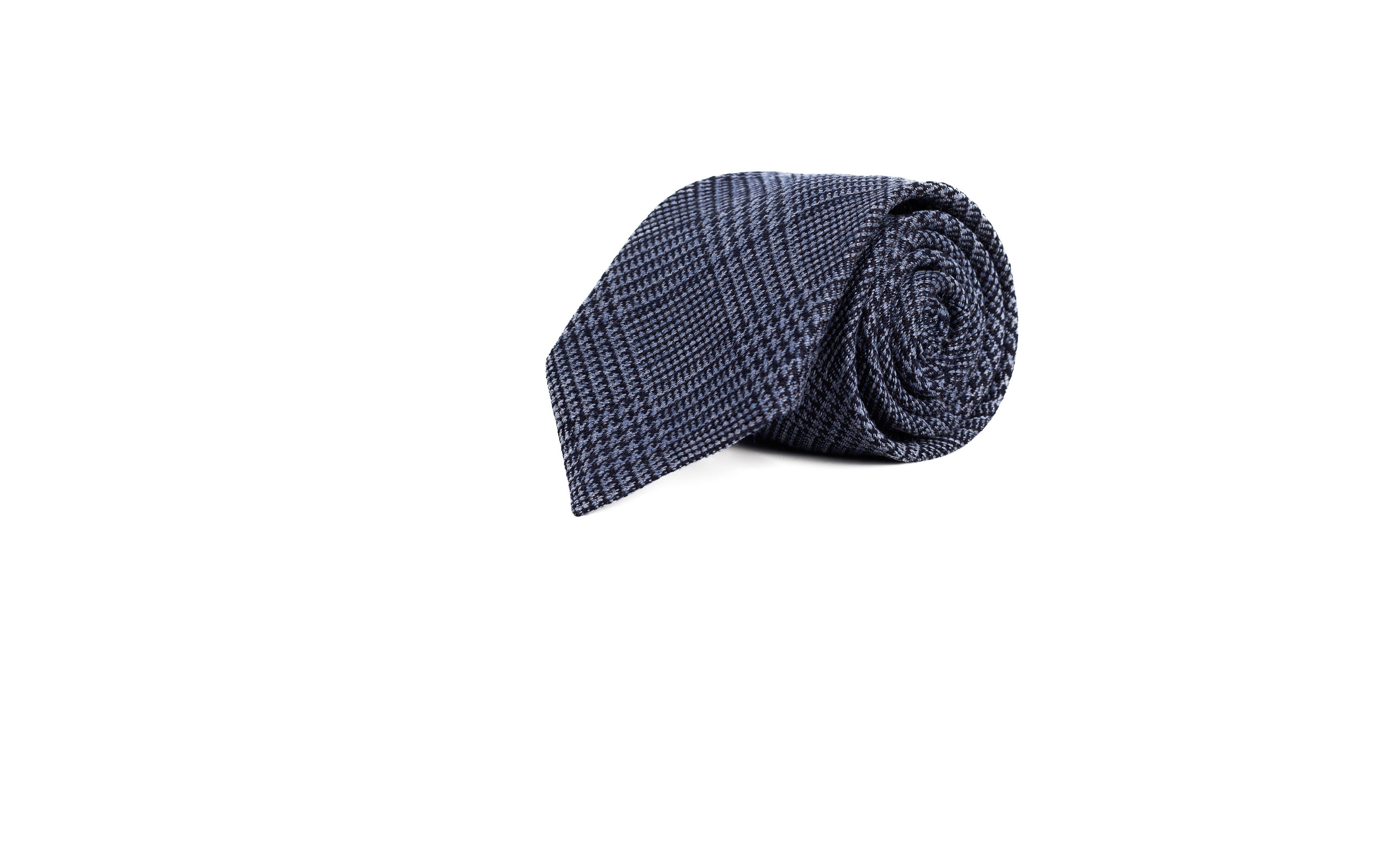 Blue Wool & Silk Check Tie