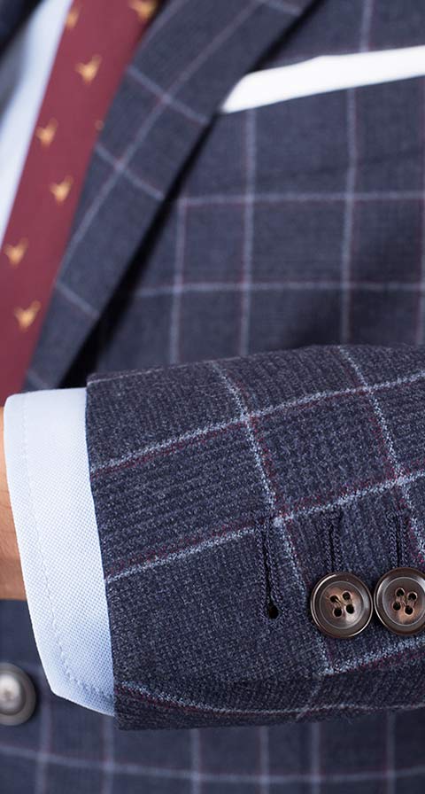 Blue Plaid Wool Flannel Suit