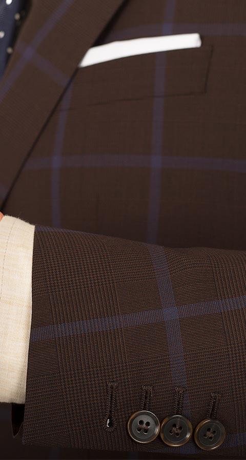 Blue Check Brown Suit