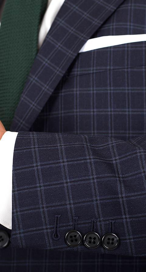 Fine Check Navy Suit