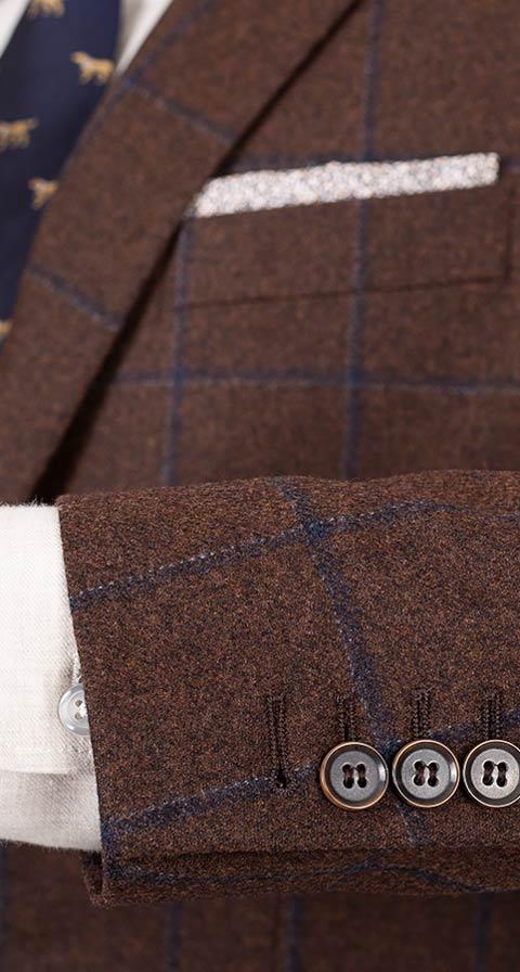 Blue Check Brown Wool & Cashmere Suit