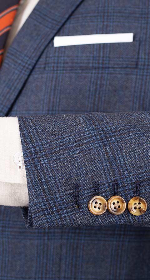 Steel Blue Plaid Wool & Cashmere Suit