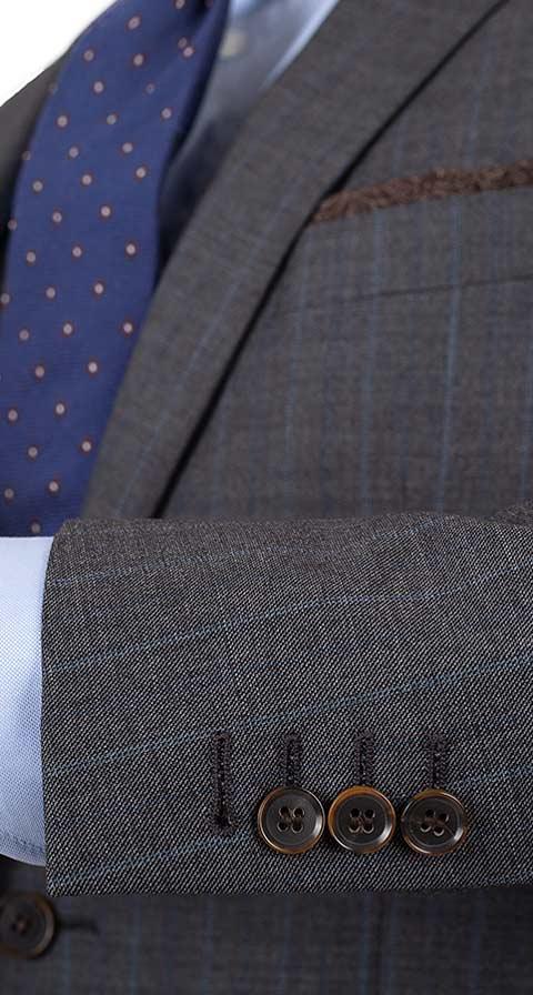 Blue Stripe Grey Natural Stretch Suit